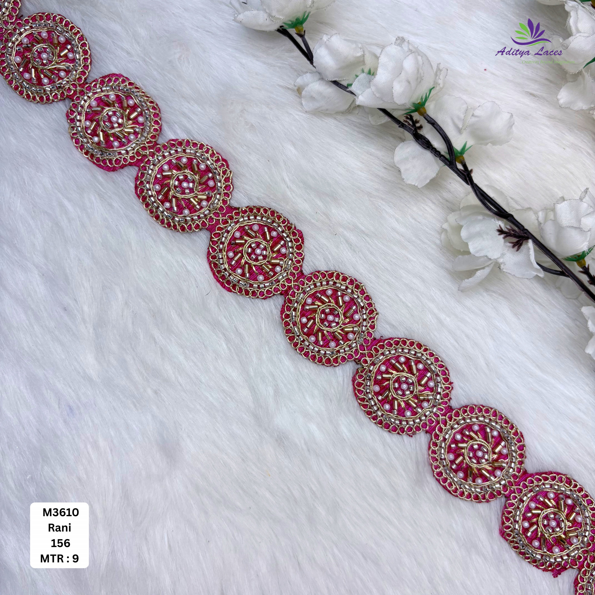 Fancy Handcrafted Beaded Border for Ethnic Dresses
