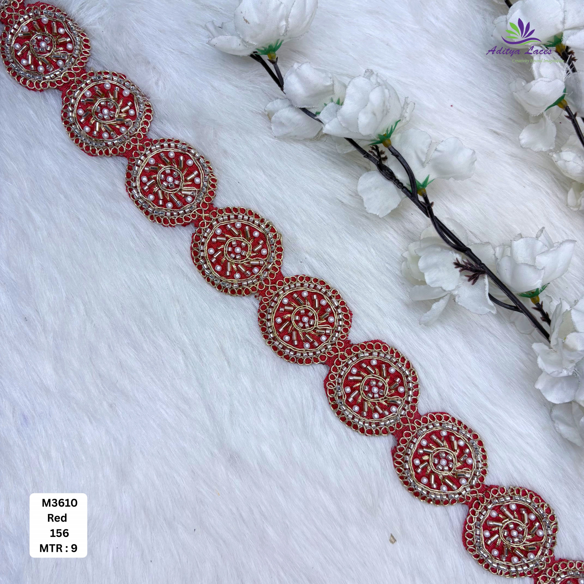 Fancy Handcrafted Beaded Border for Ethnic Dresses