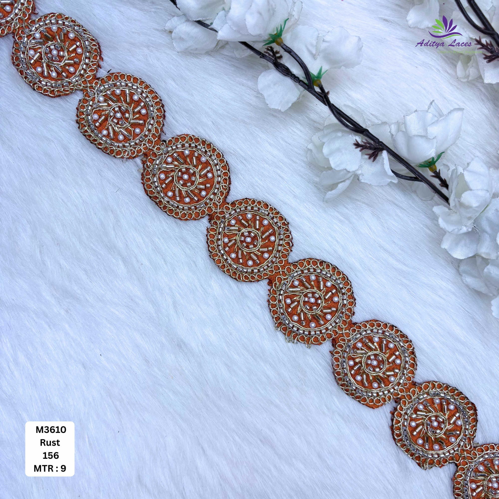 Fancy Handcrafted Beaded Border for Ethnic Dresses