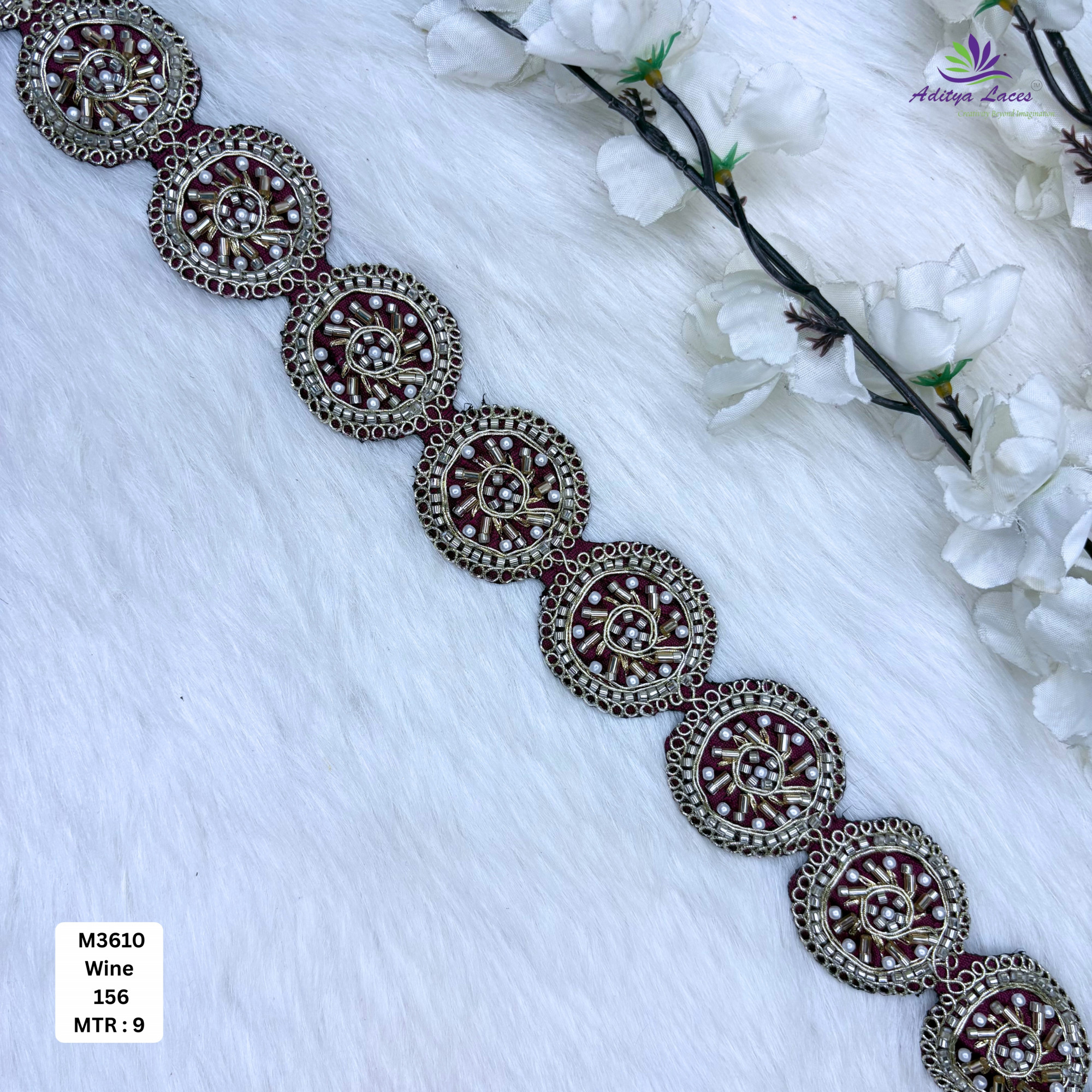 Fancy Handcrafted Beaded Border for Ethnic Dresses