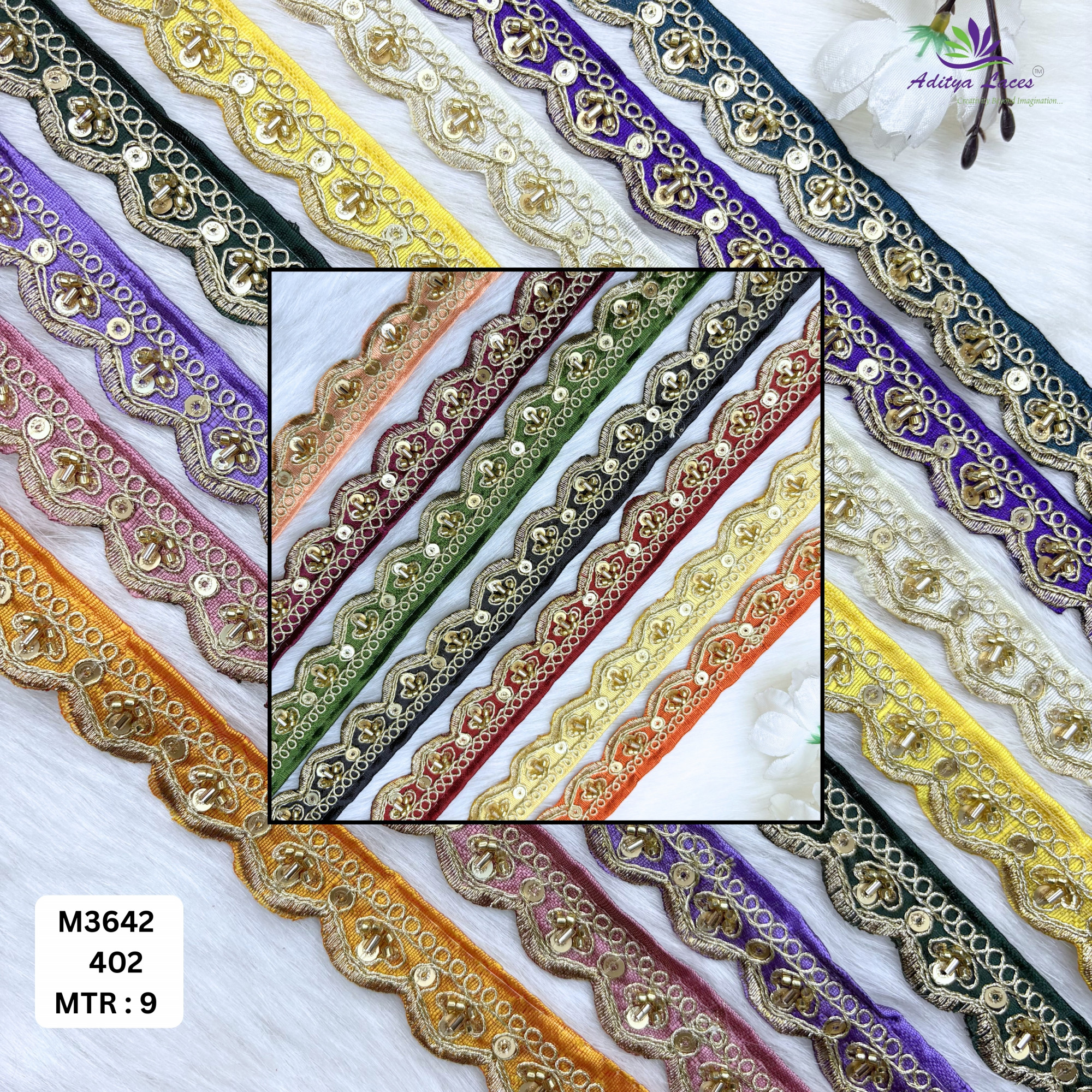 Malbari Multicolor Striped Embroidery Lace Trim Designer Saree Border Bridal Decorative Lace Wholesale Supplier