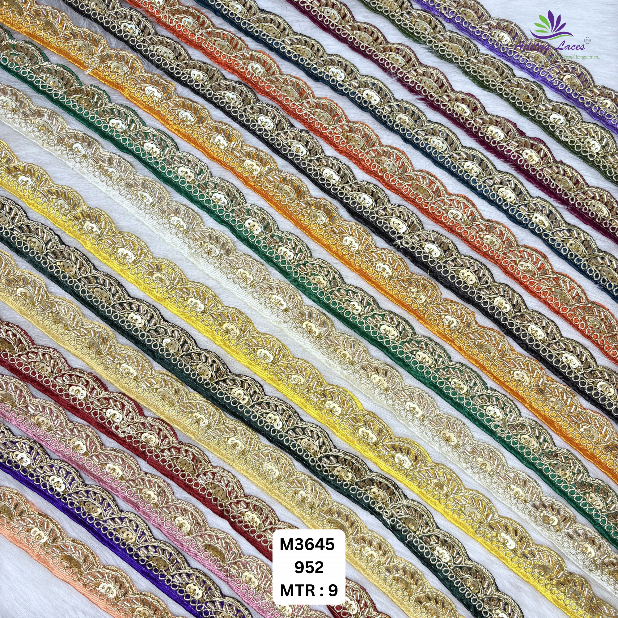 Chiku Malbari Sequin Embroidery Lace Trim Scalloped Designer Saree Border Bridal Decorative Lace Wholesale Supplier