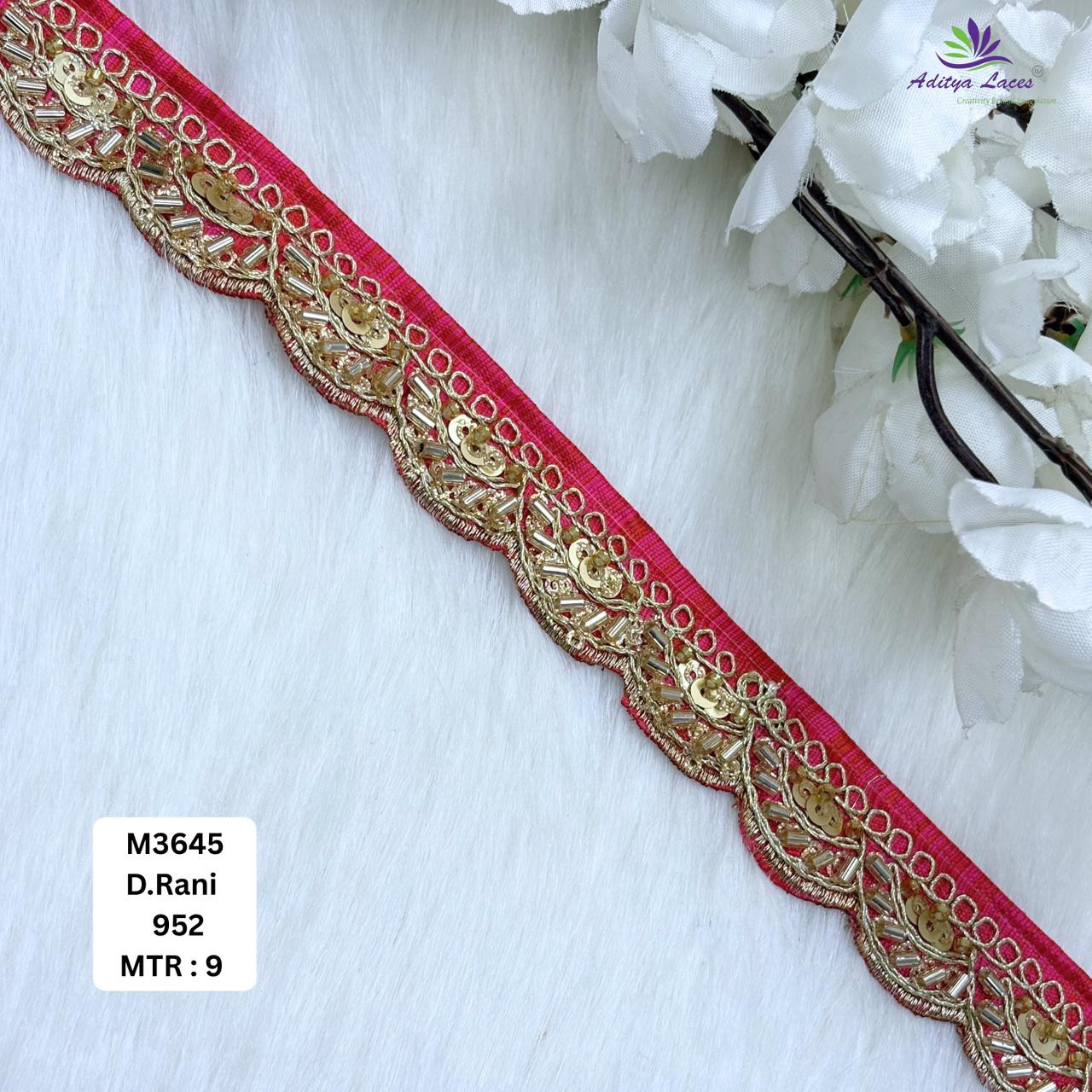 Chiku Malbari Sequin Embroidery Lace Trim Scalloped Designer Saree Border Bridal Decorative Lace Wholesale Supplier