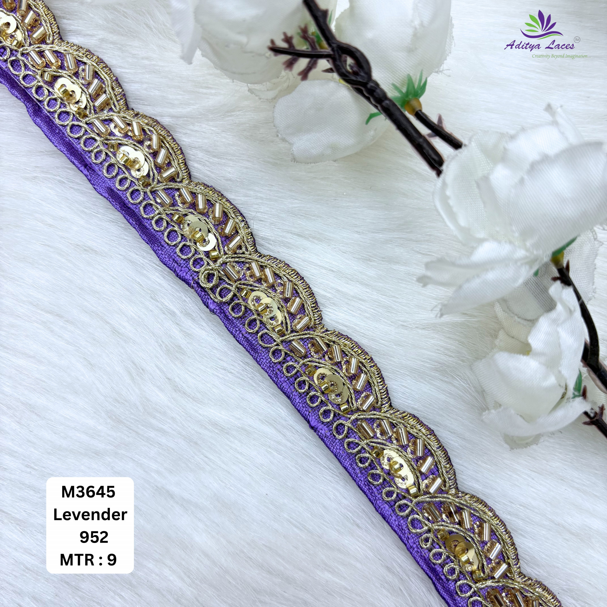 Chiku Malbari Sequin Embroidery Lace Trim Scalloped Designer Saree Border Bridal Decorative Lace Wholesale Supplier