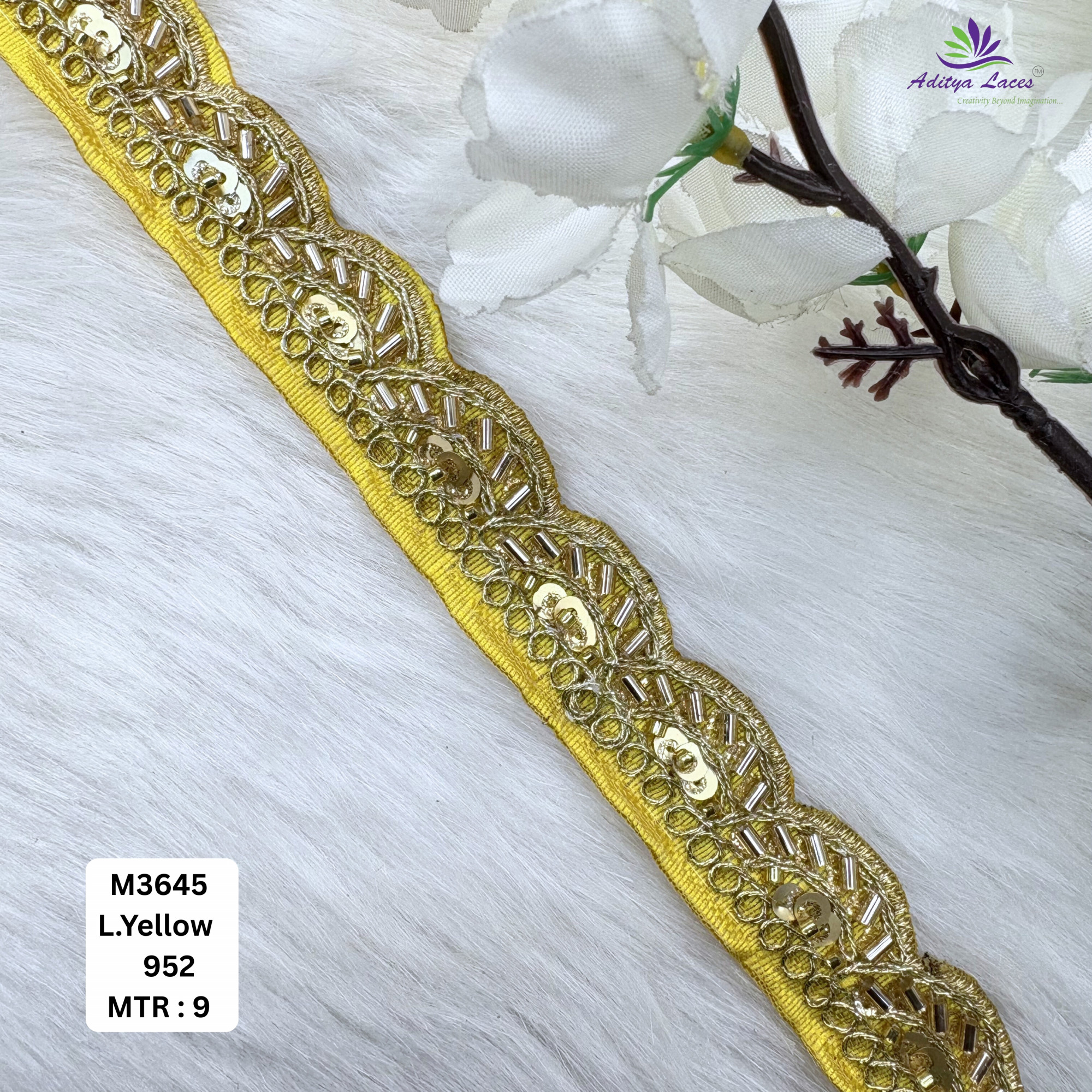 Chiku Malbari Sequin Embroidery Lace Trim Scalloped Designer Saree Border Bridal Decorative Lace Wholesale Supplier