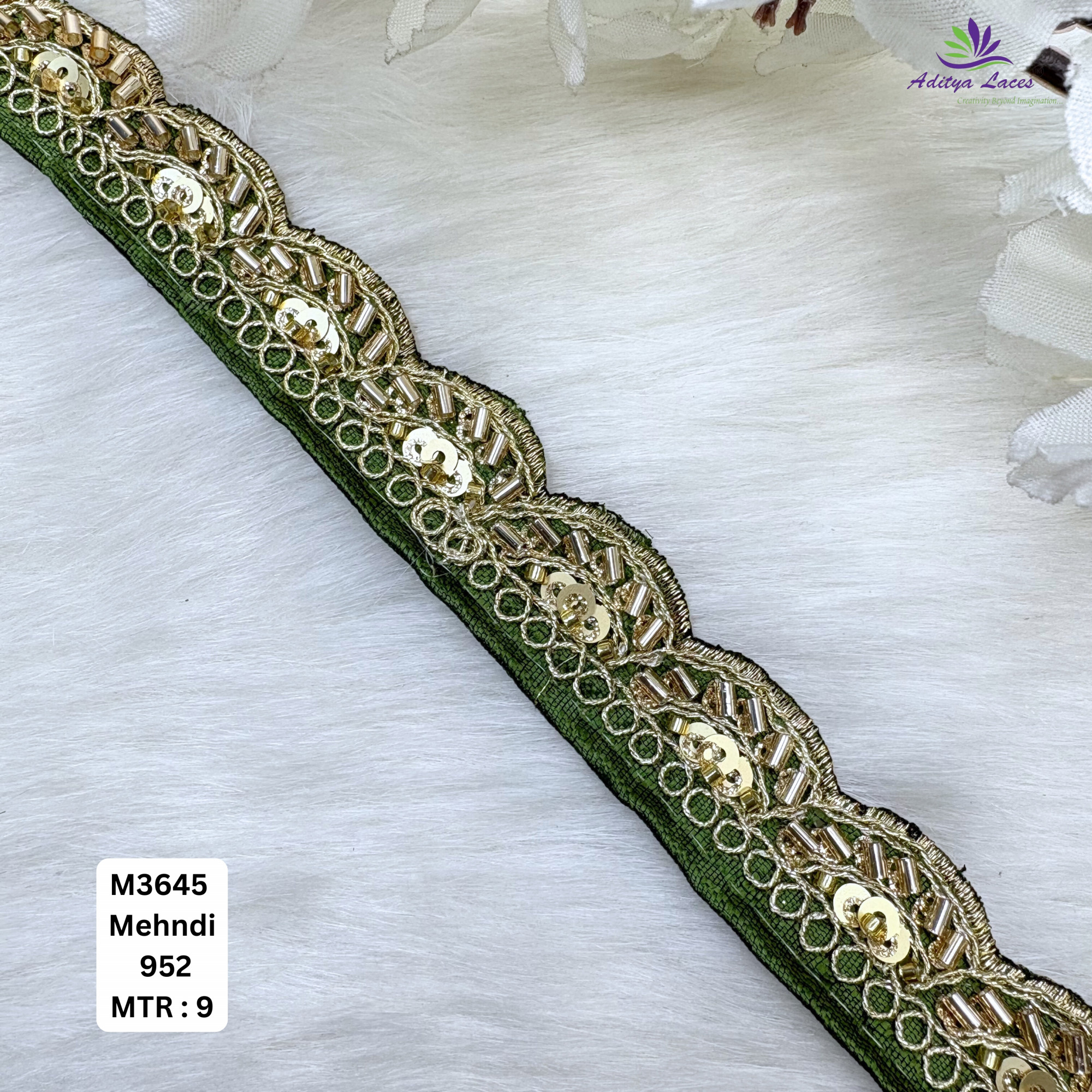 Chiku Malbari Sequin Embroidery Lace Trim Scalloped Designer Saree Border Bridal Decorative Lace Wholesale Supplier