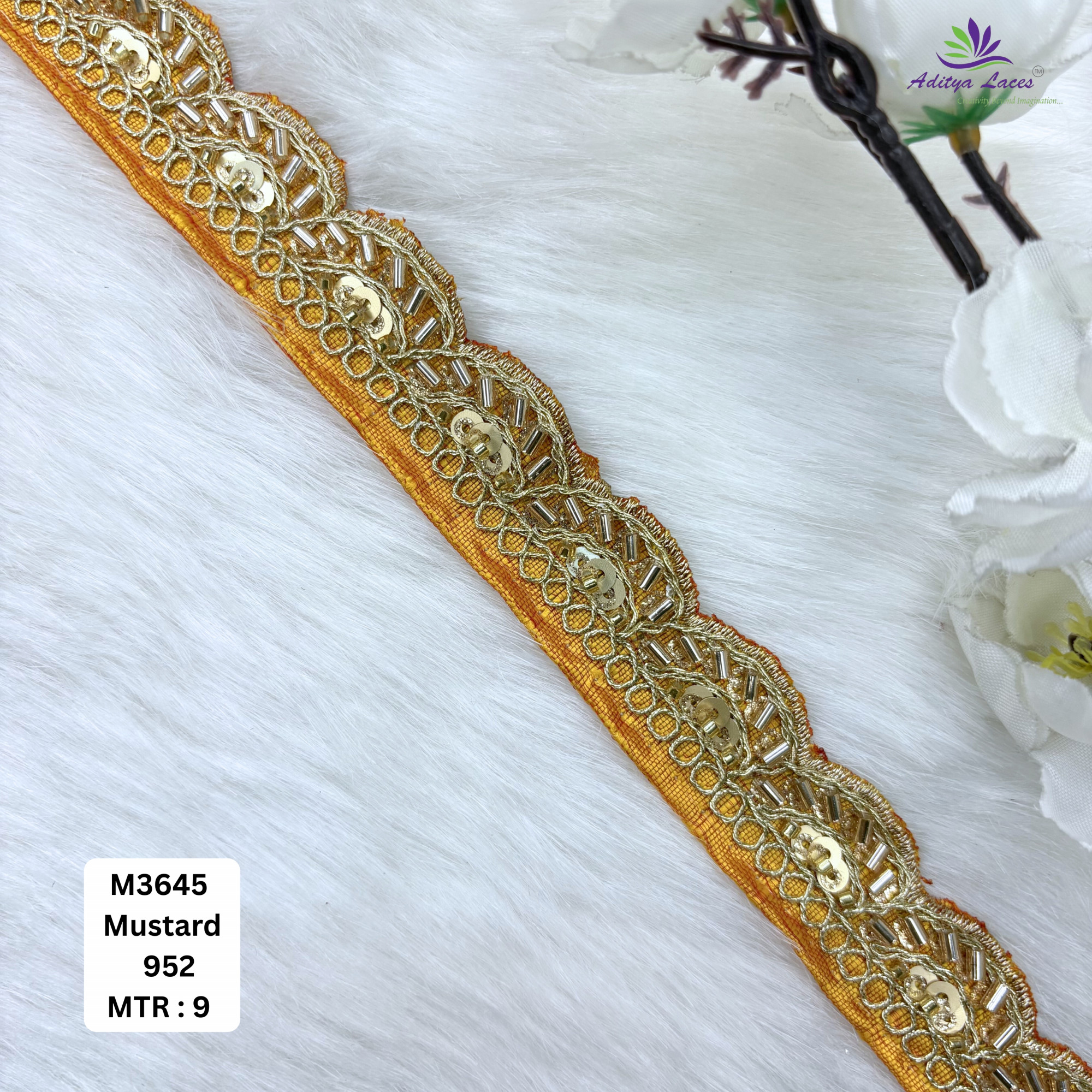 Chiku Malbari Sequin Embroidery Lace Trim Scalloped Designer Saree Border Bridal Decorative Lace Wholesale Supplier