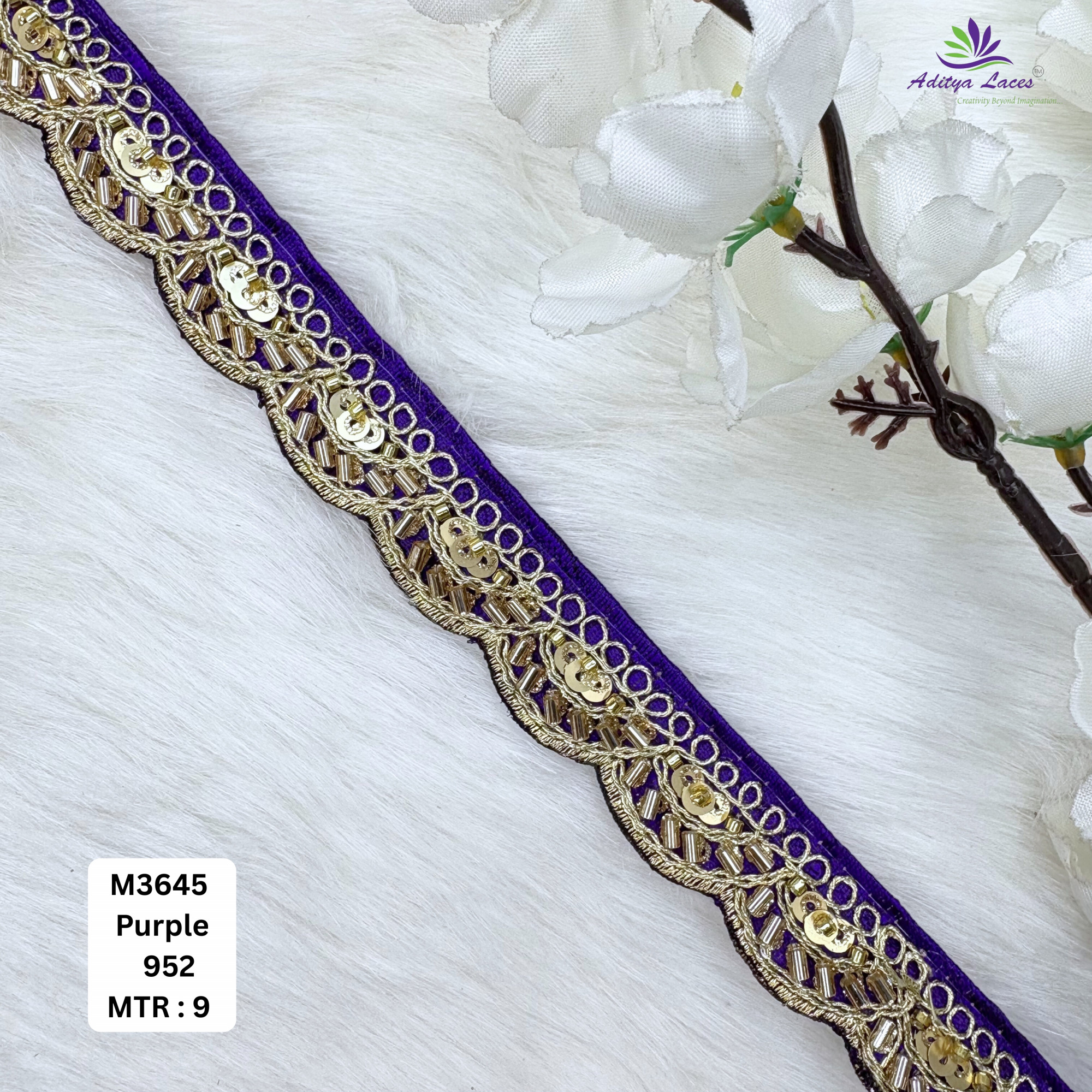 Chiku Malbari Sequin Embroidery Lace Trim Scalloped Designer Saree Border Bridal Decorative Lace Wholesale Supplier