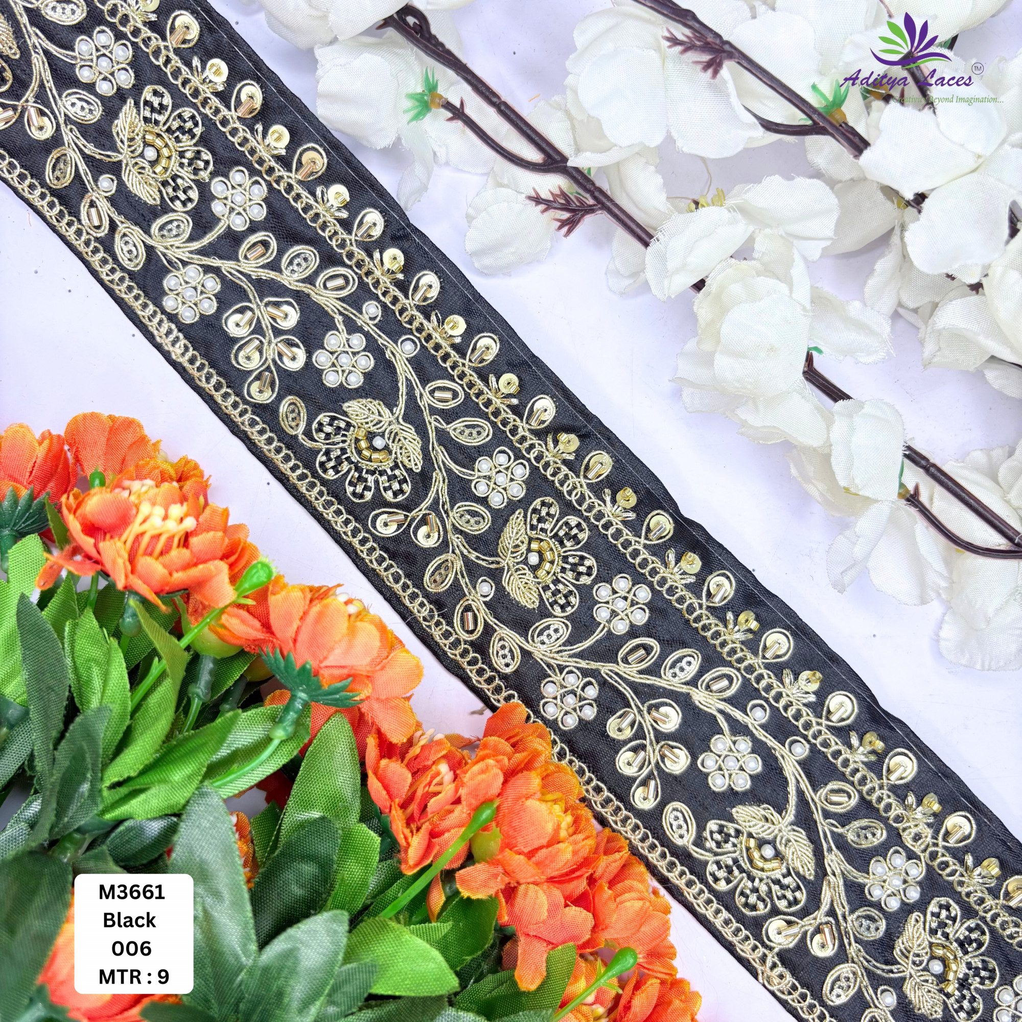Royal Fancy Beaded Saree Lace for Garment Decoration