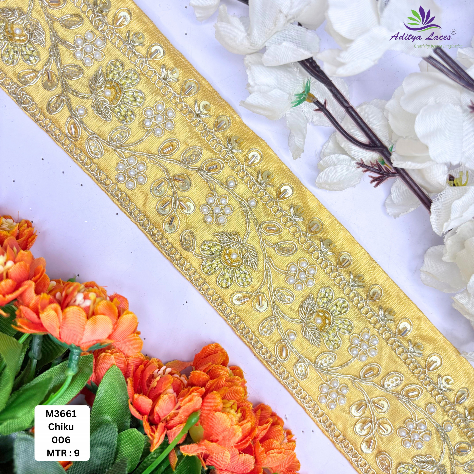 Royal Fancy Beaded Saree Lace for Garment Decoration