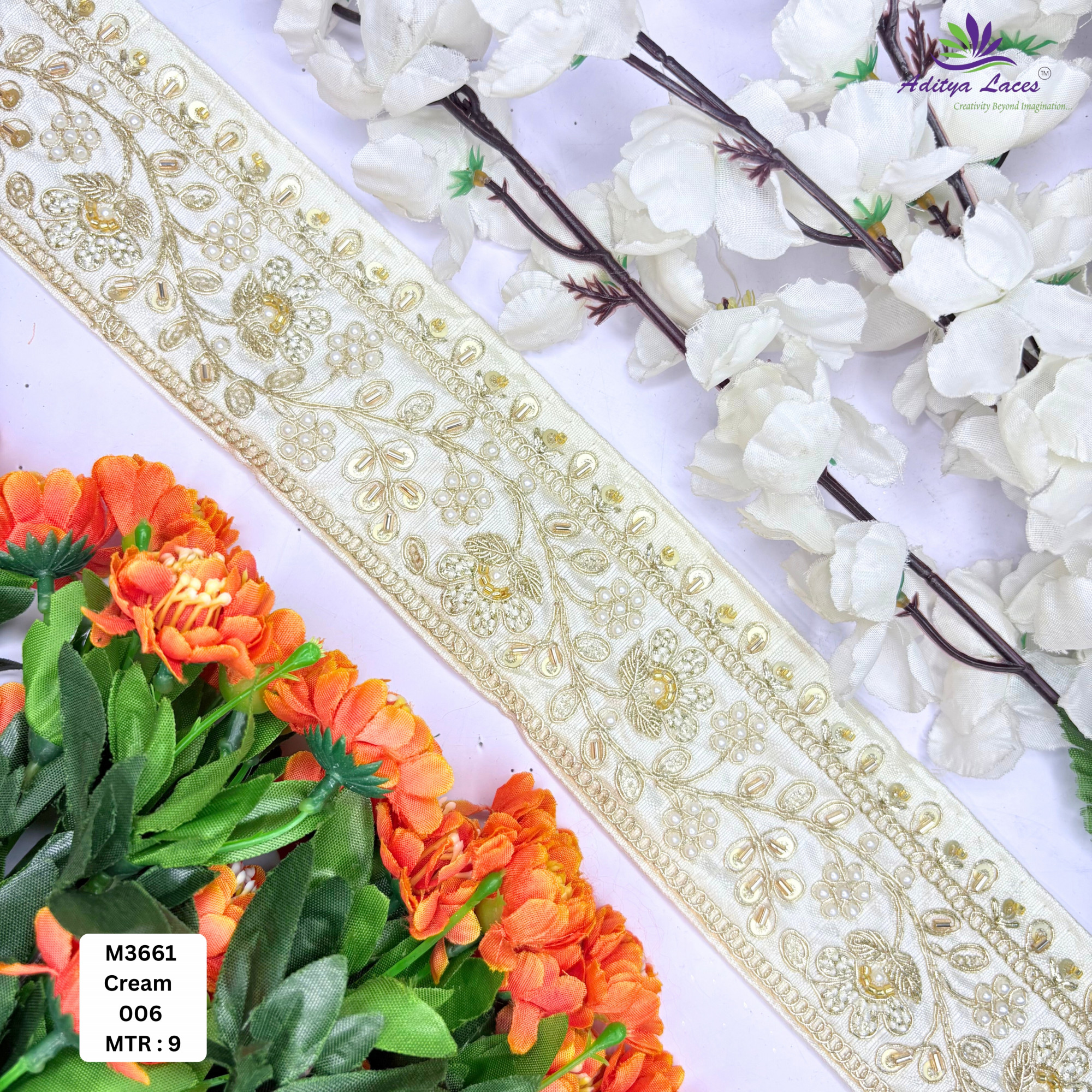 Royal Fancy Beaded Saree Lace for Garment Decoration