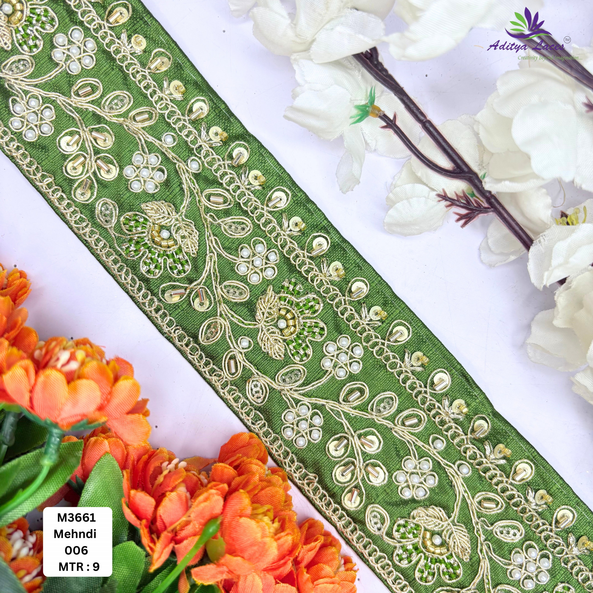 Royal Fancy Beaded Saree Lace for Garment Decoration
