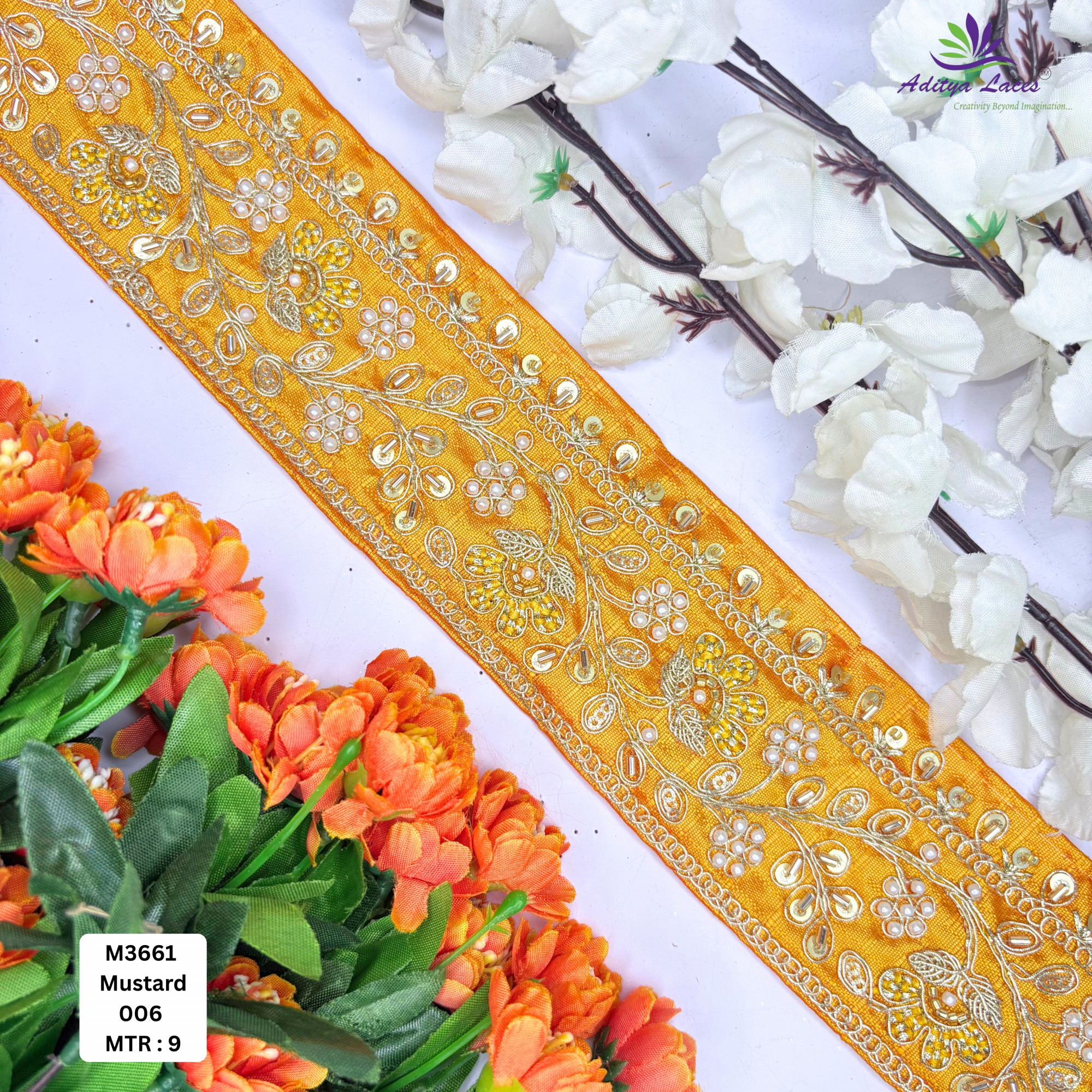 Royal Fancy Beaded Saree Lace for Garment Decoration
