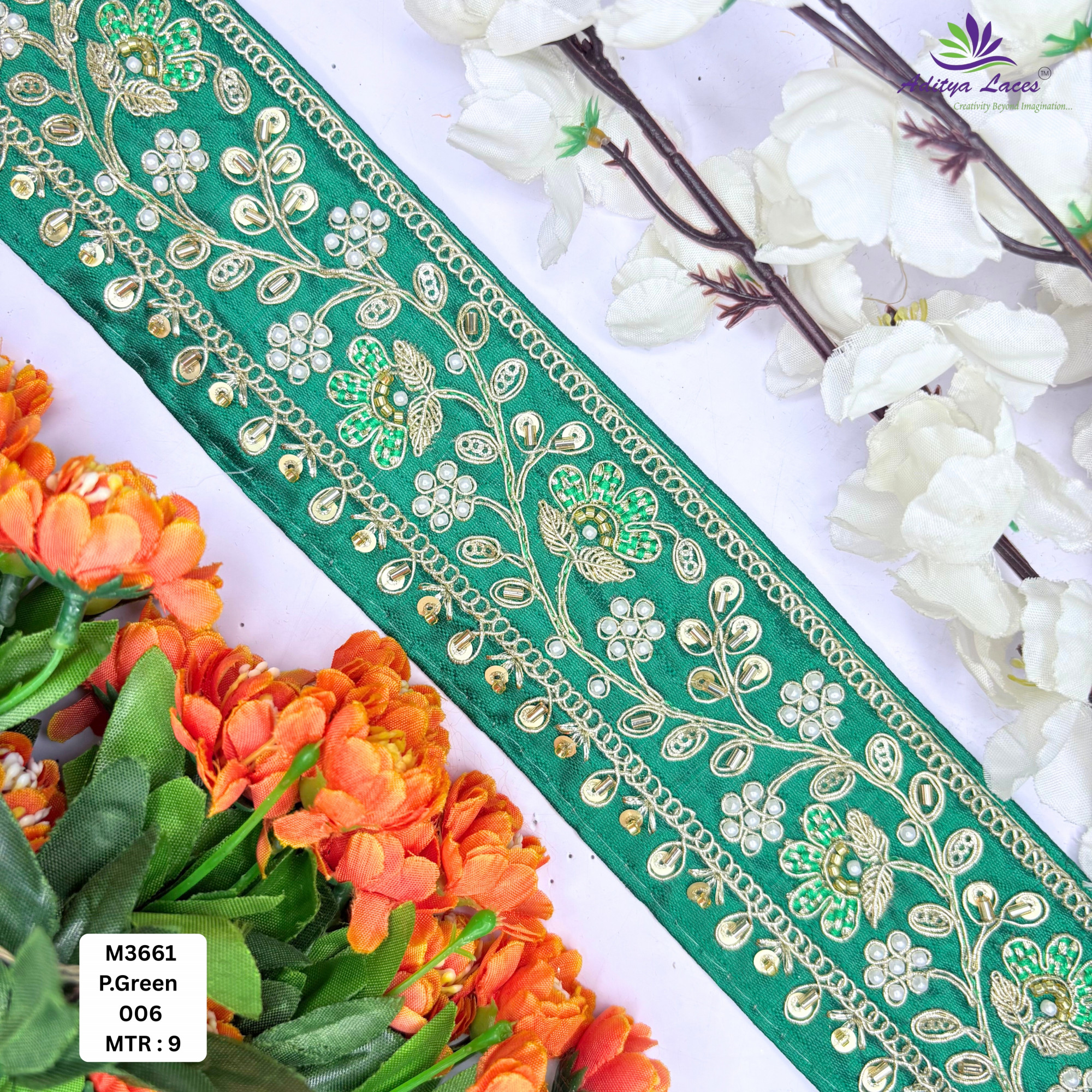 Royal Fancy Beaded Saree Lace for Garment Decoration