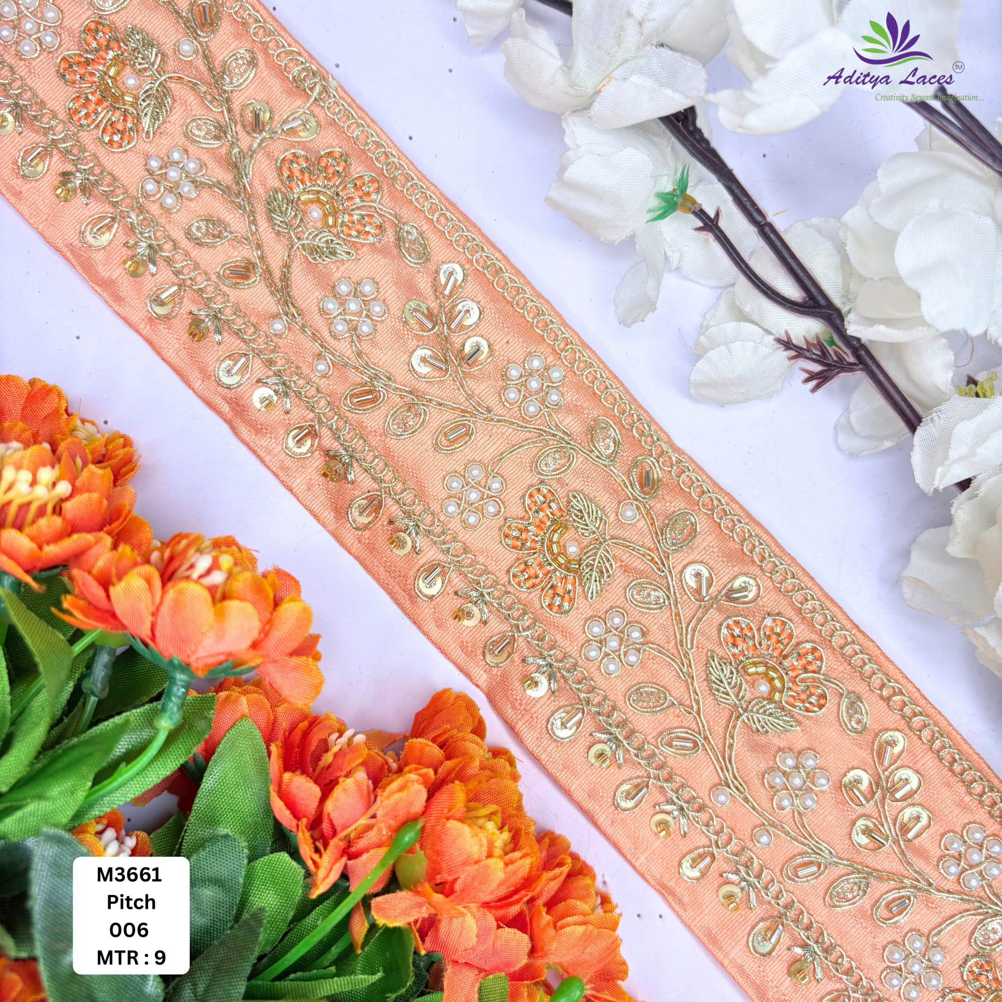 Royal Fancy Beaded Saree Lace for Garment Decoration