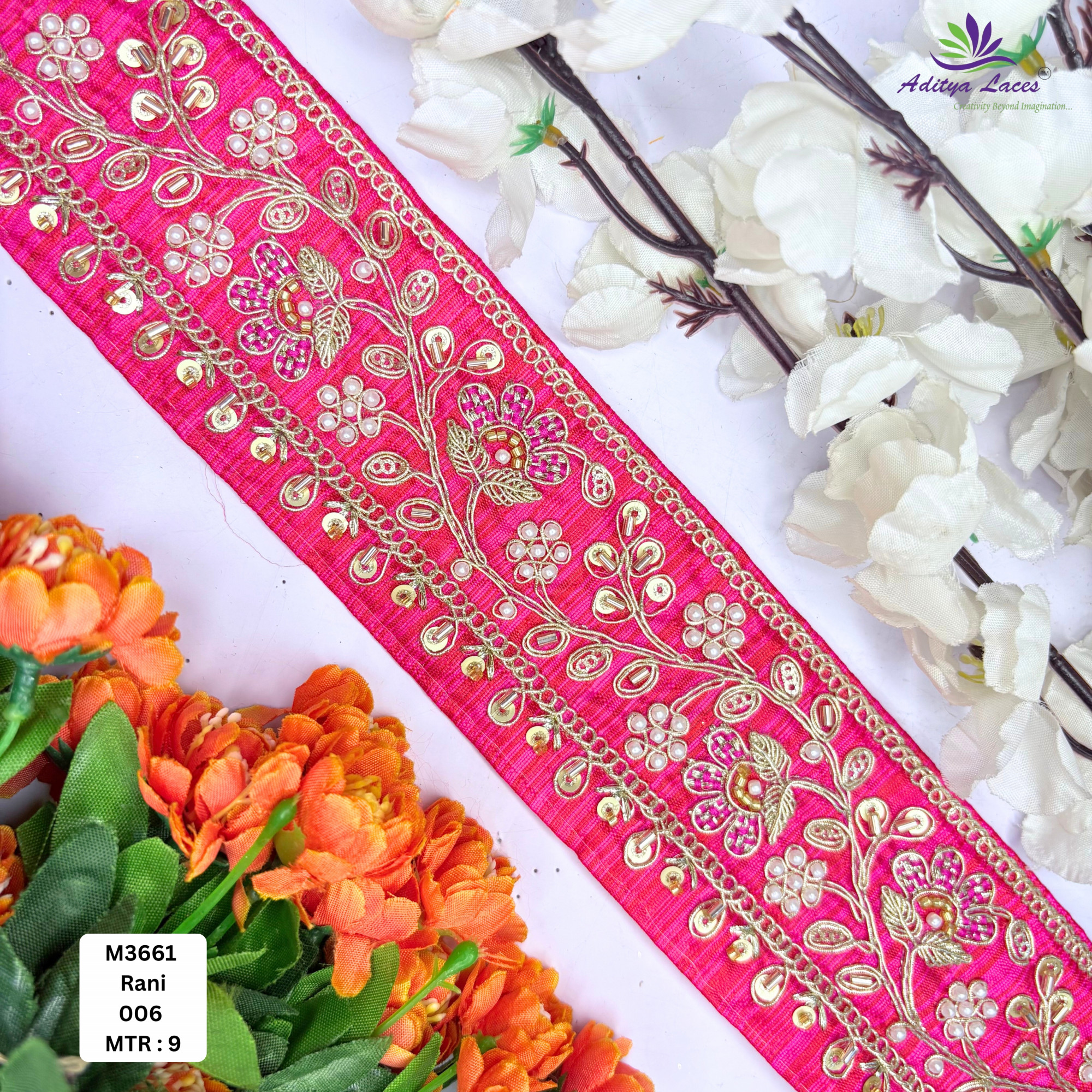 Royal Fancy Beaded Saree Lace for Garment Decoration