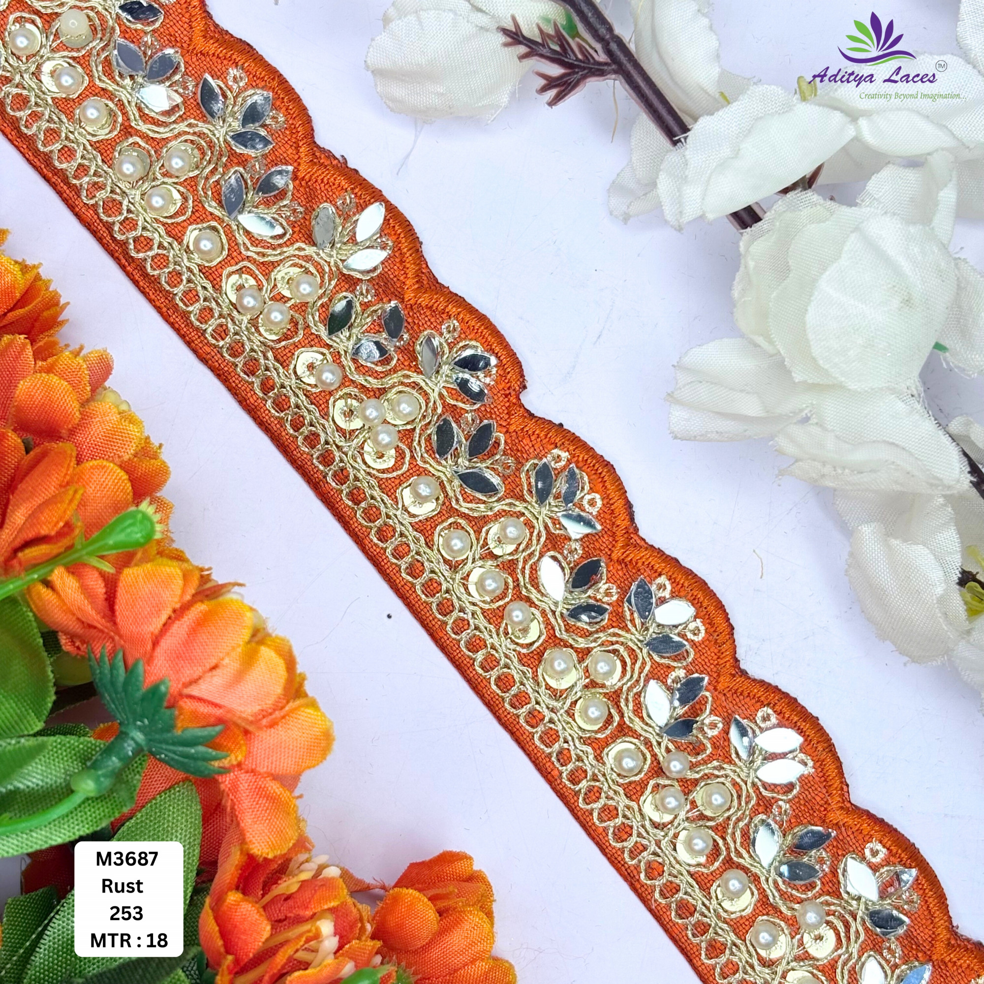 Red Malbari Embroidery Lace Trim Designer Saree Border Bridal Decorative Lace Wholesale Supplier
