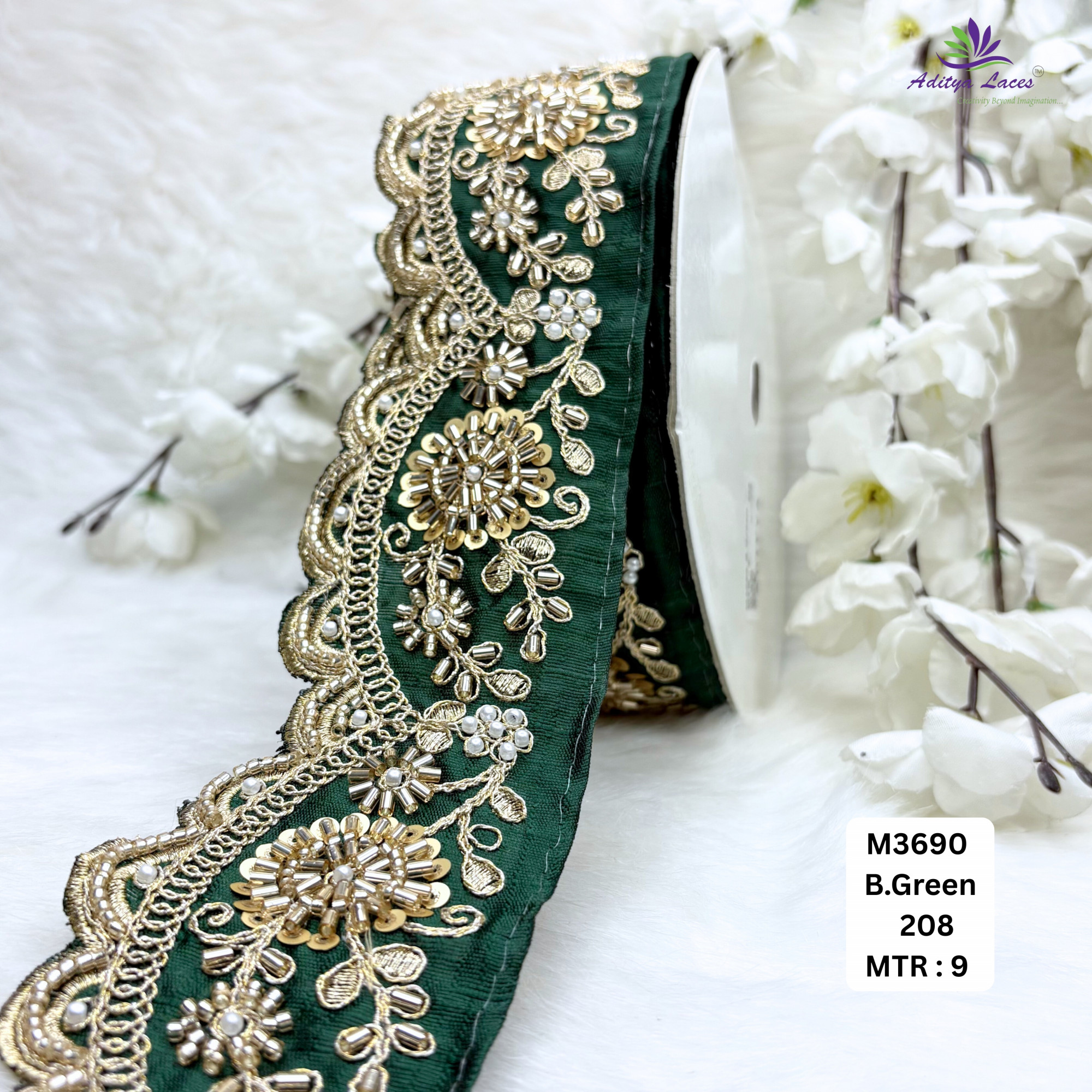 Graceful Luxury Fashion Beads Lace for Kurti Dupatta