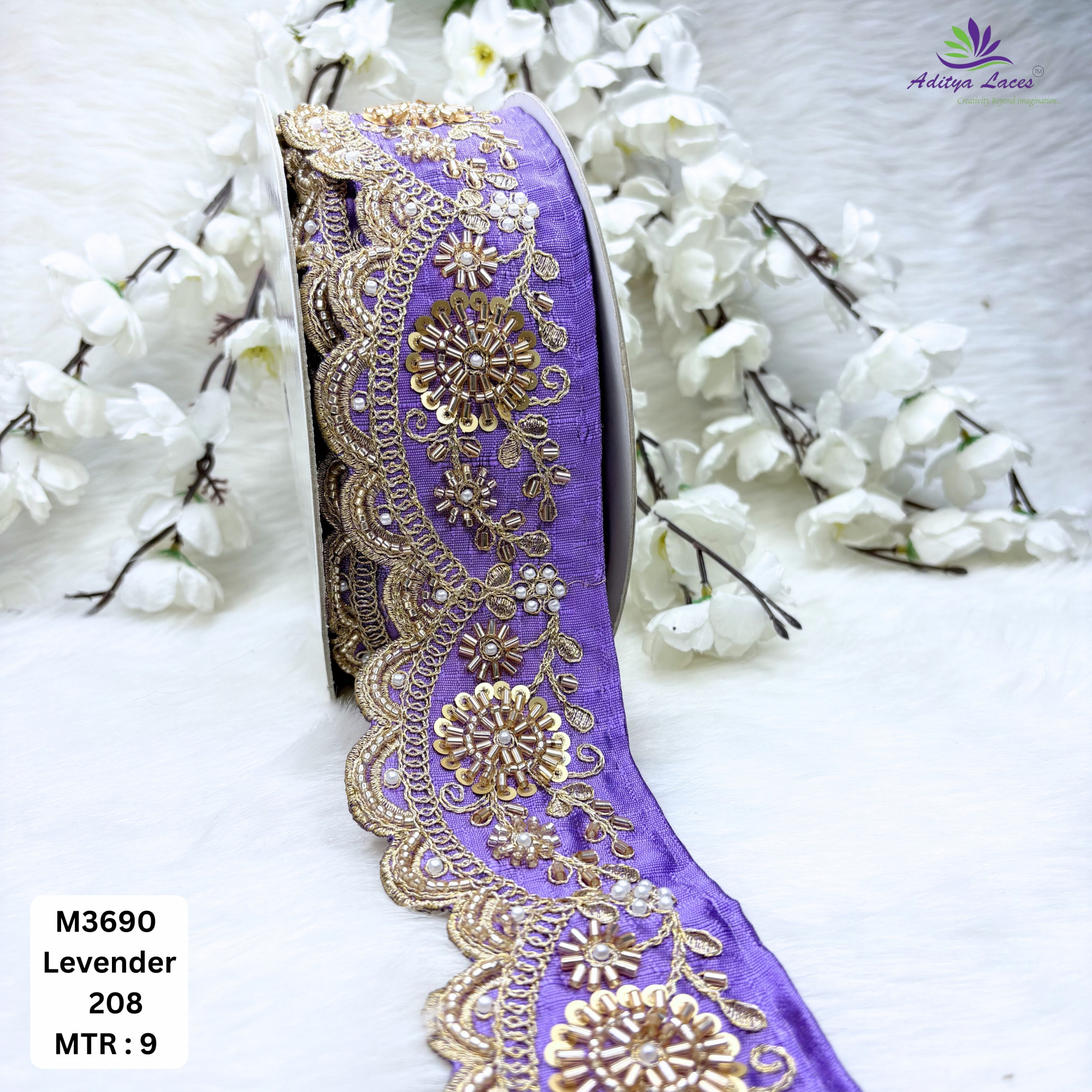 Graceful Luxury Fashion Beads Lace for Kurti Dupatta