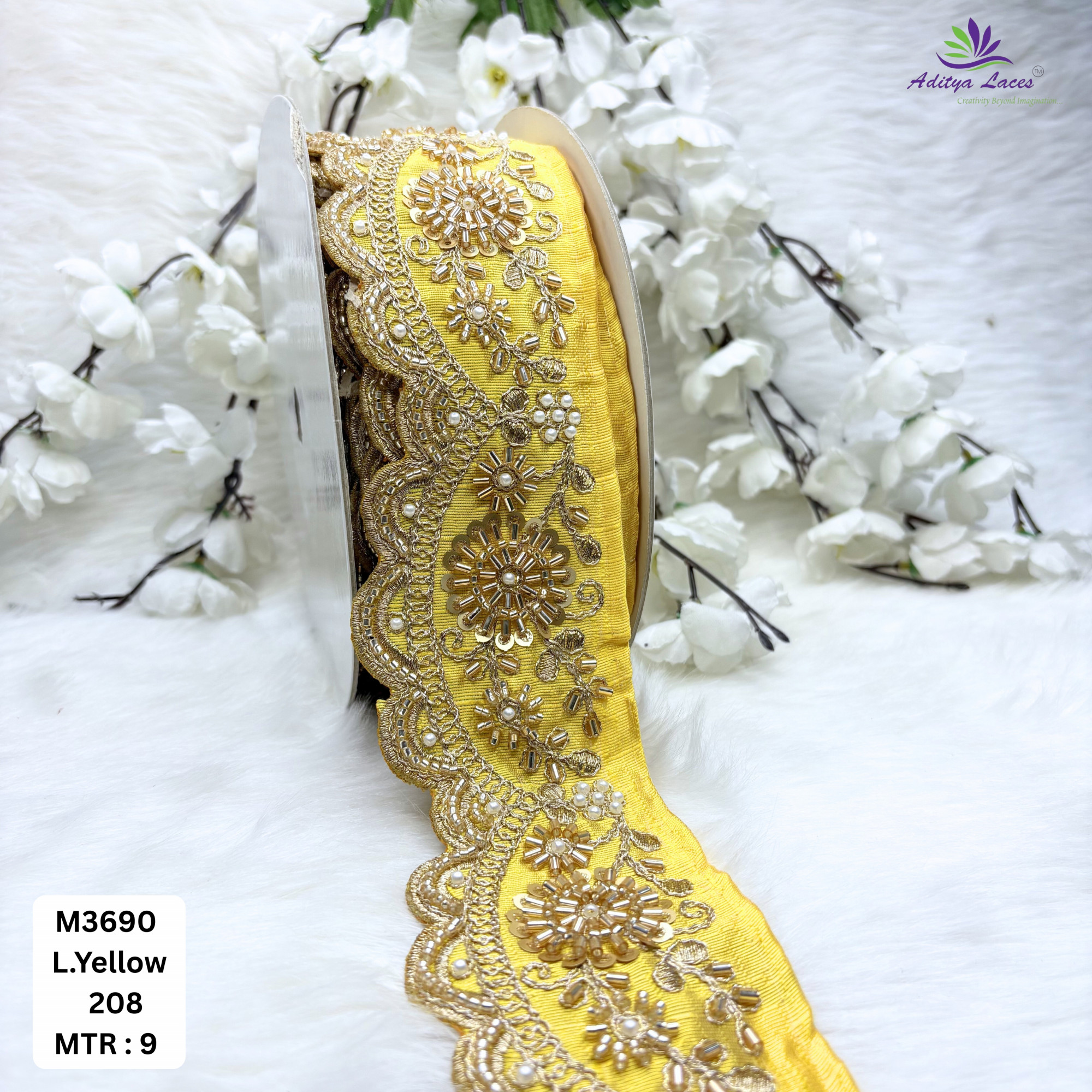Graceful Luxury Fashion Beads Lace for Kurti Dupatta
