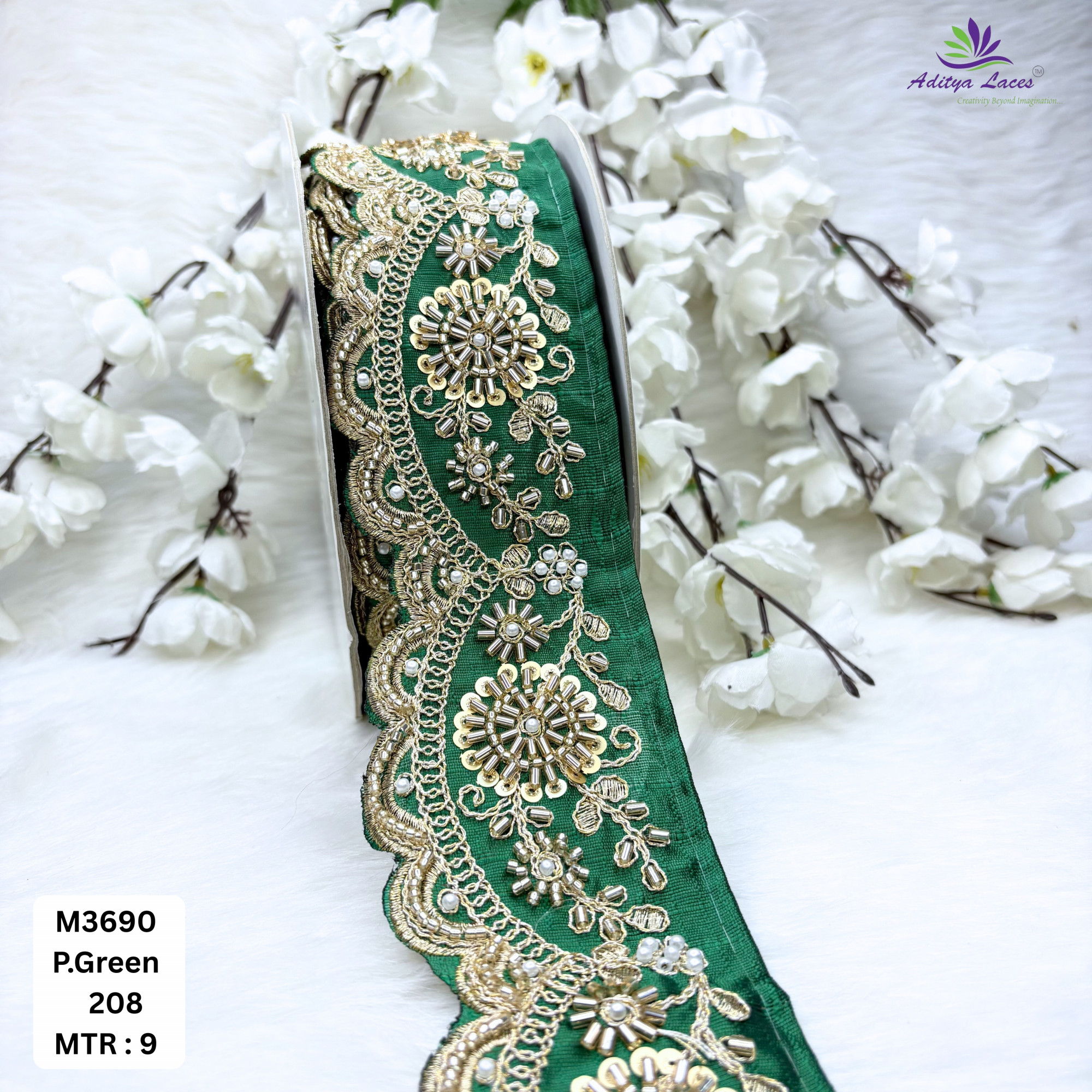 Graceful Luxury Fashion Beads Lace for Kurti Dupatta