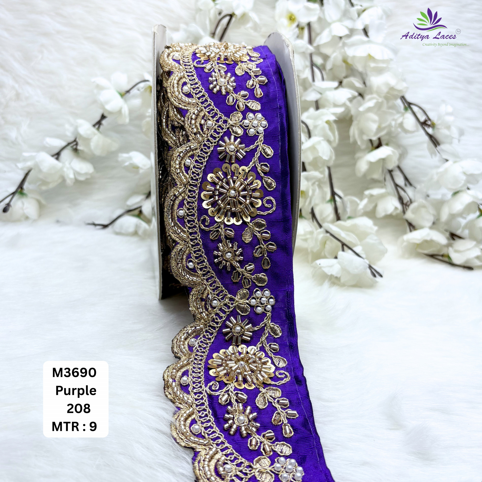 Graceful Luxury Fashion Beads Lace for Kurti Dupatta