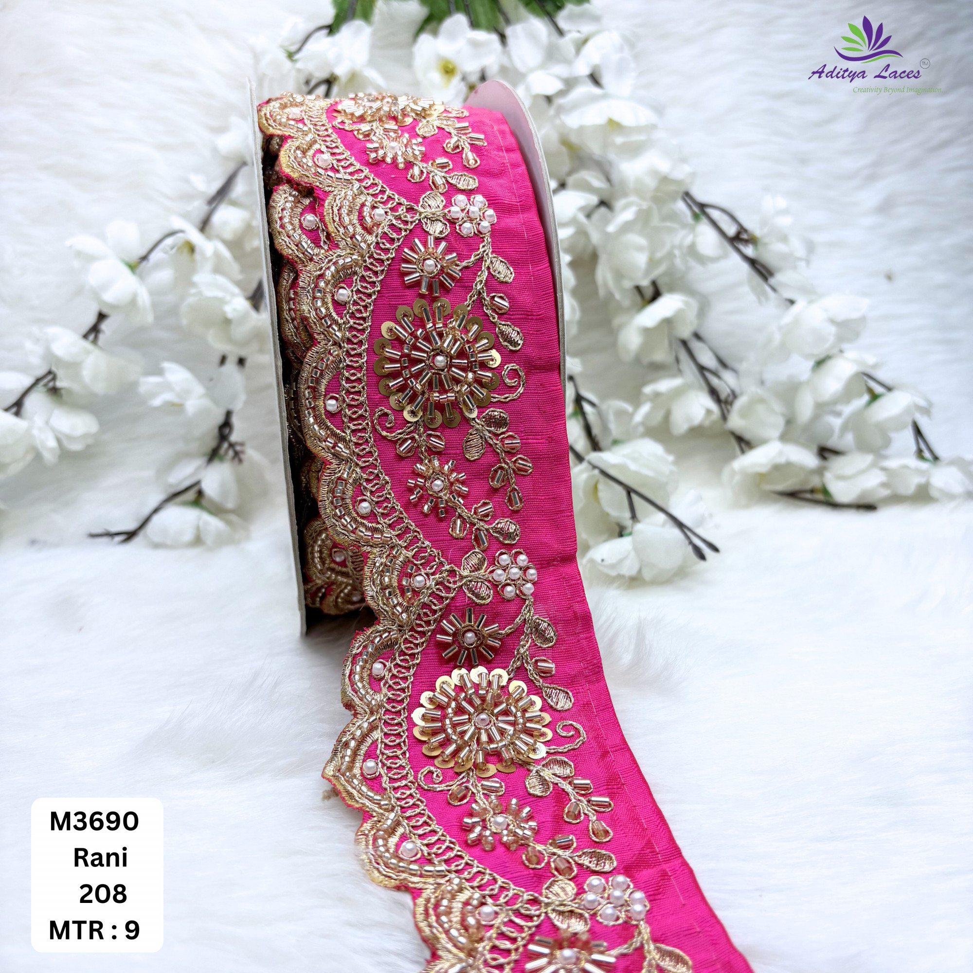Graceful Luxury Fashion Beads Lace for Kurti Dupatta