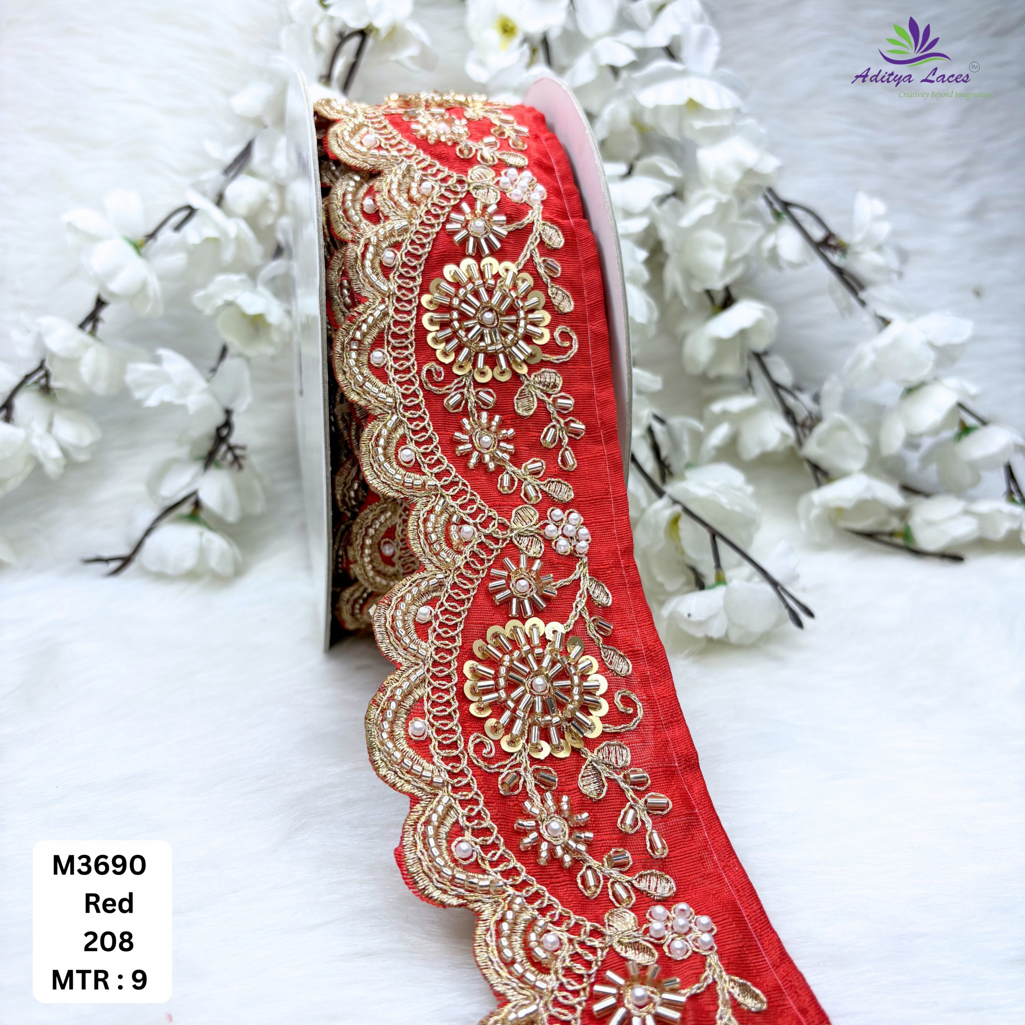 Graceful Luxury Fashion Beads Lace for Kurti Dupatta