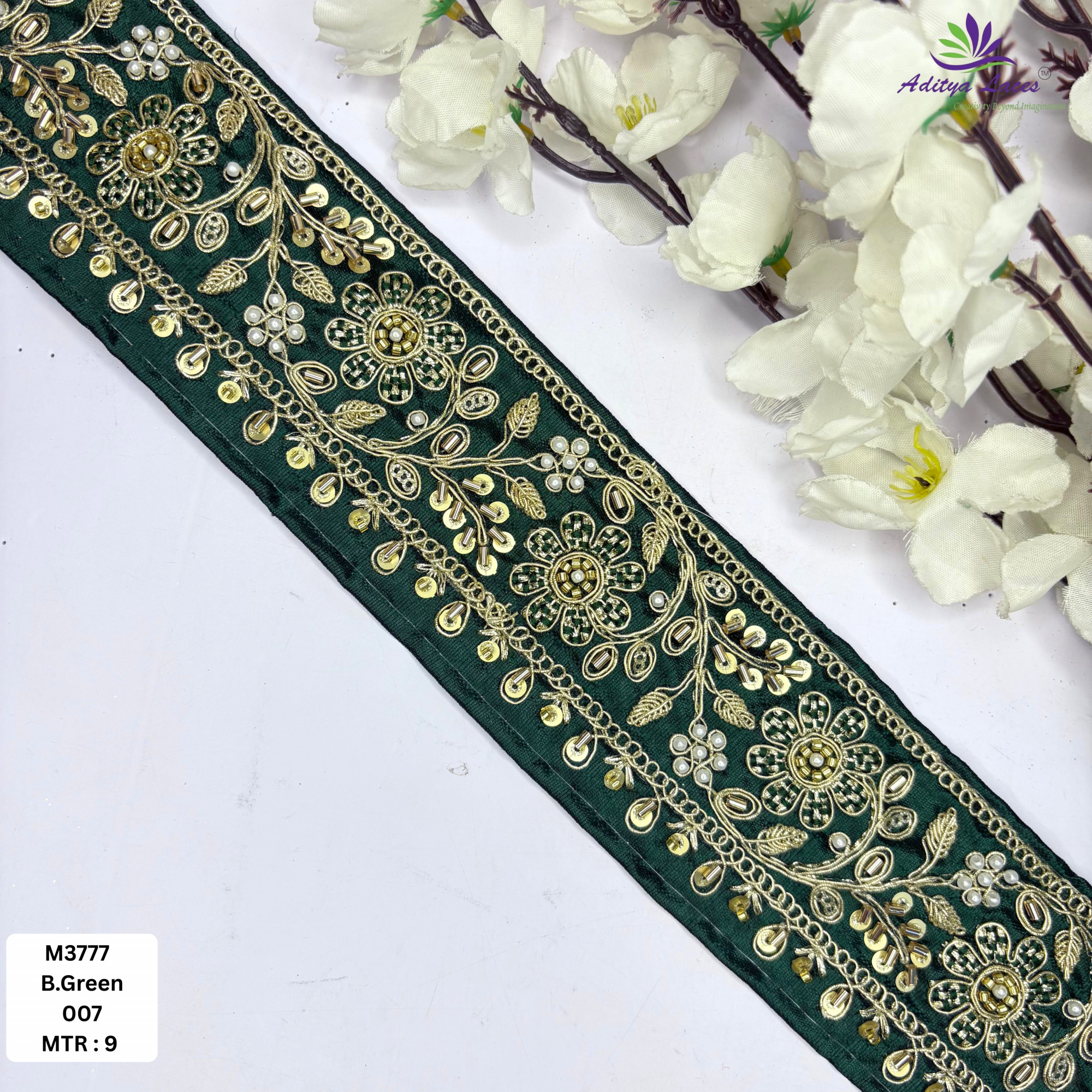 Stylish Luxury Fashion Beads Lace for Lehenga Saree
