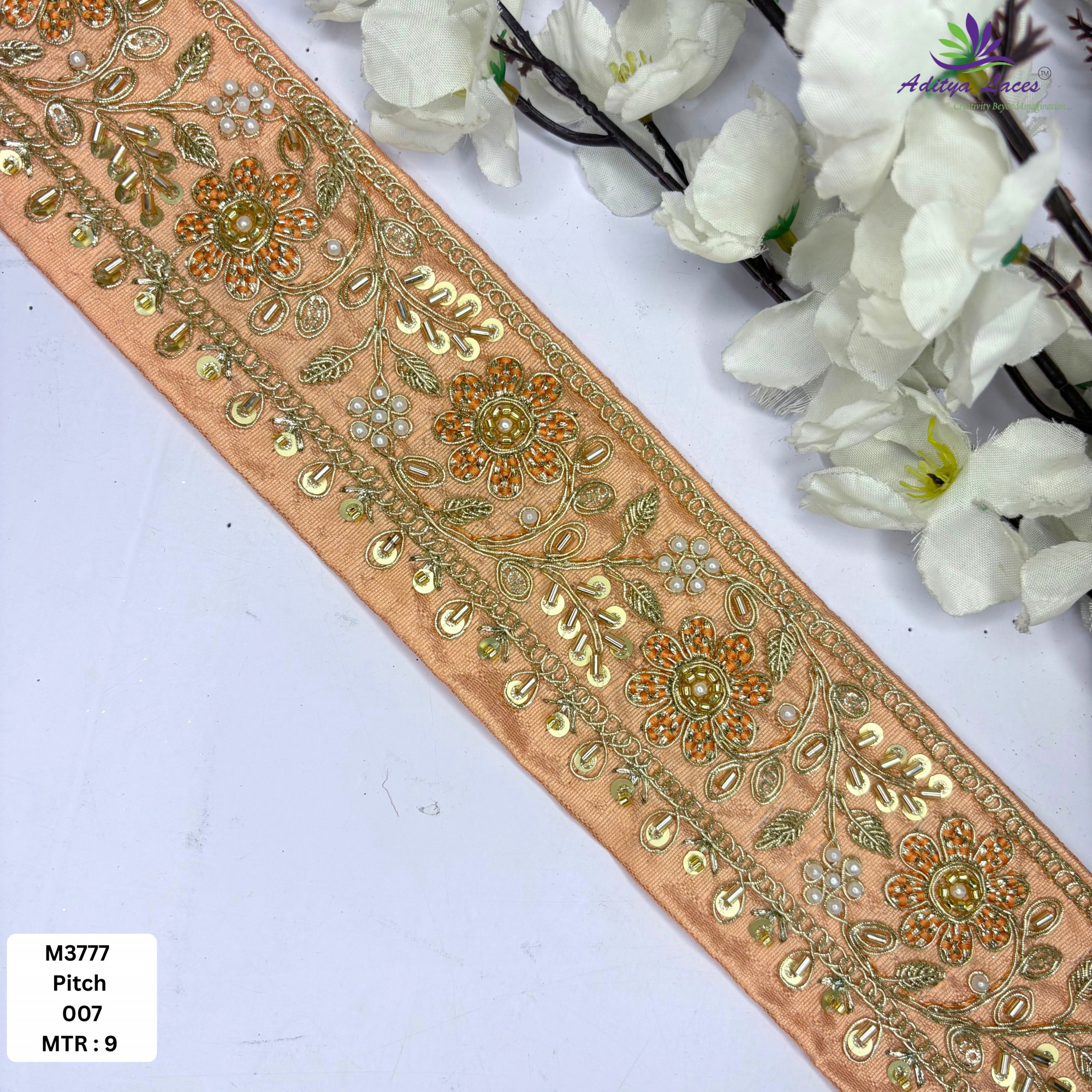 Stylish Luxury Fashion Beads Lace for Lehenga Saree