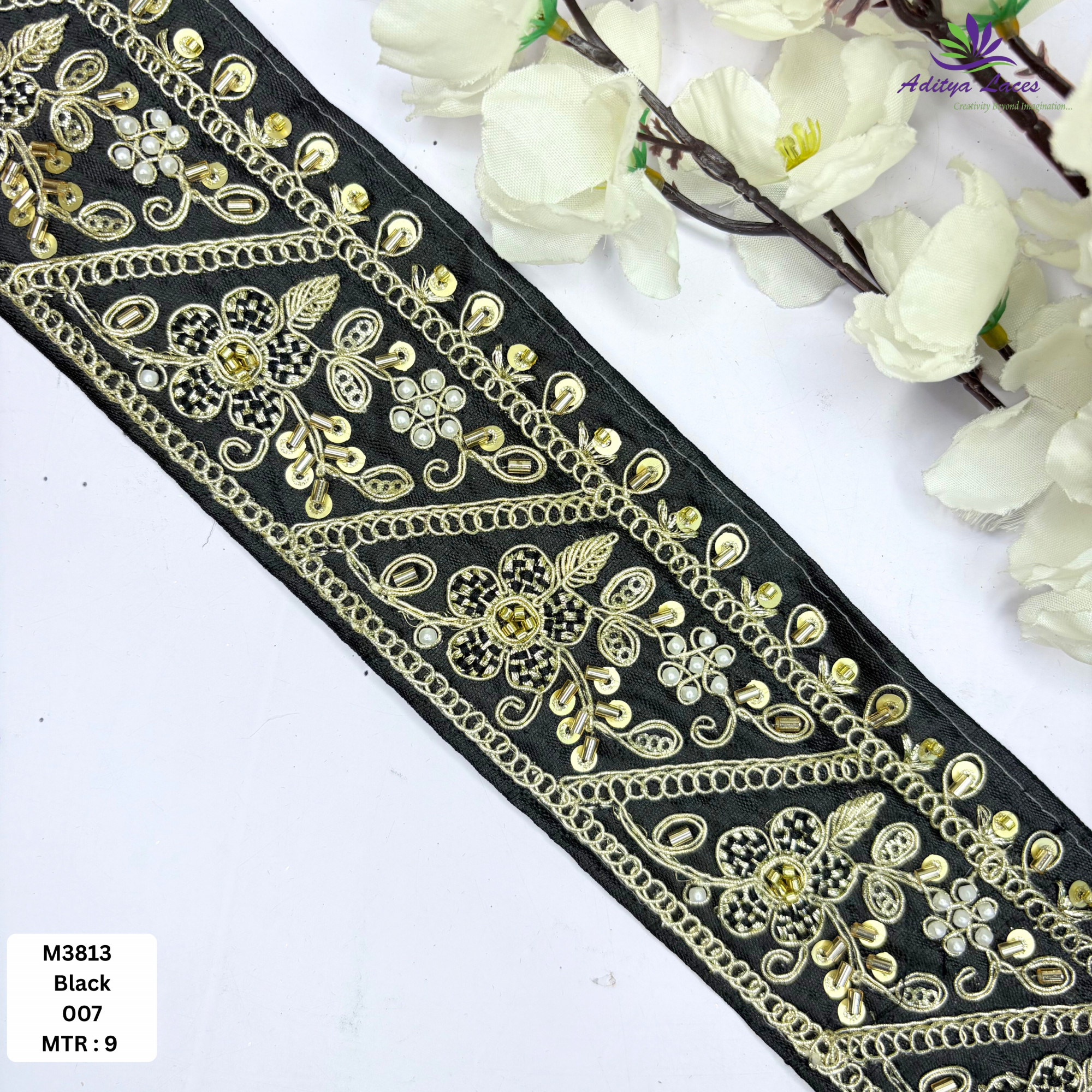 Fancy Handcrafted Beaded Border for Ethnic Dresses
