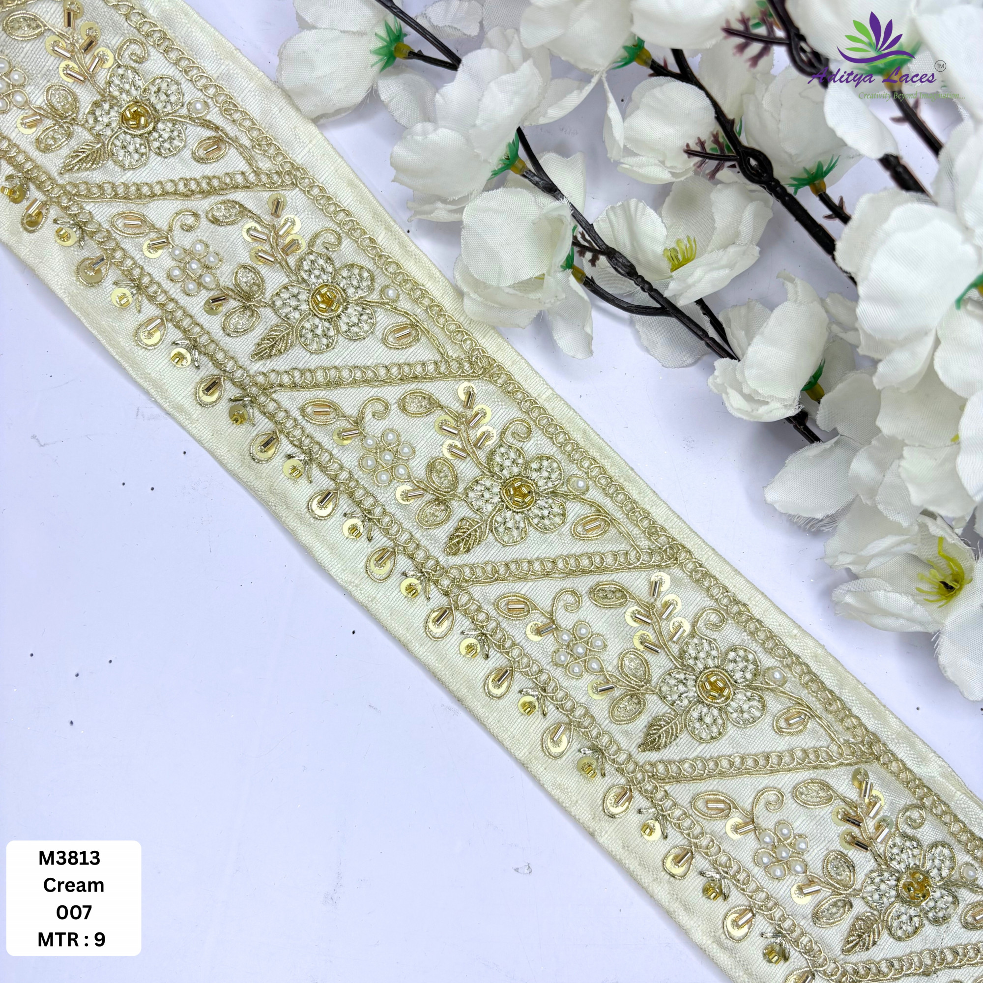 Fancy Handcrafted Beaded Border for Ethnic Dresses