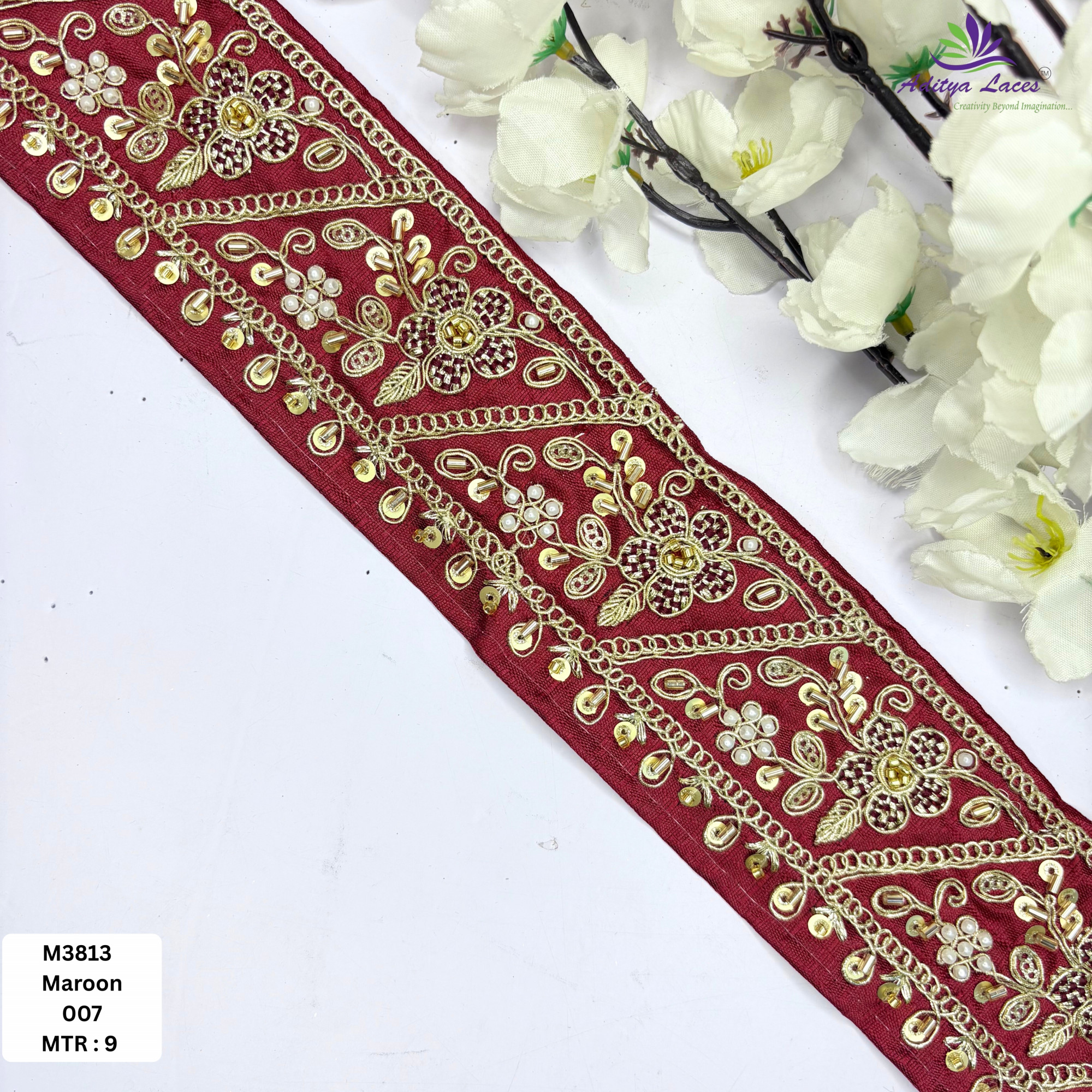 Fancy Handcrafted Beaded Border for Ethnic Dresses