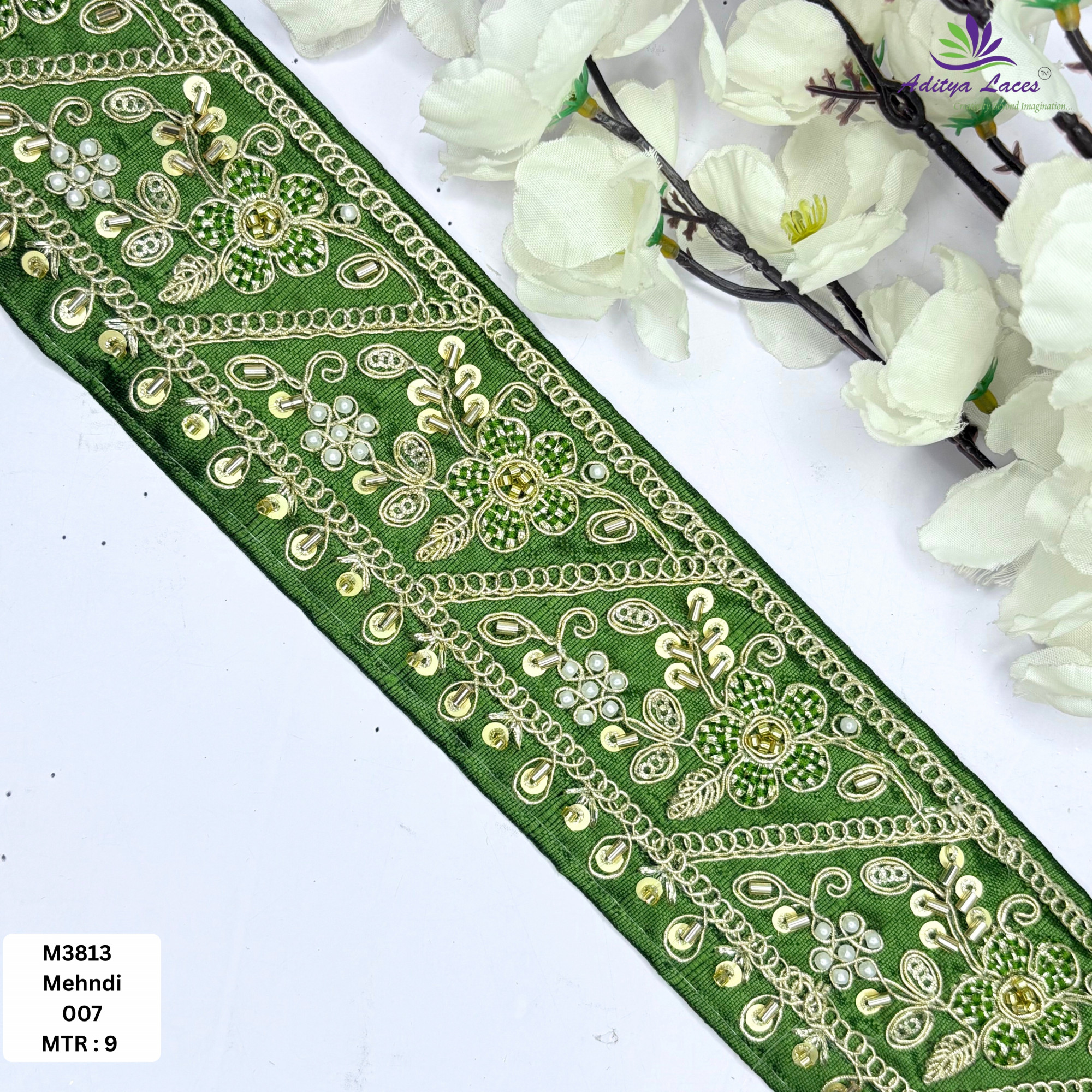 Fancy Handcrafted Beaded Border for Ethnic Dresses