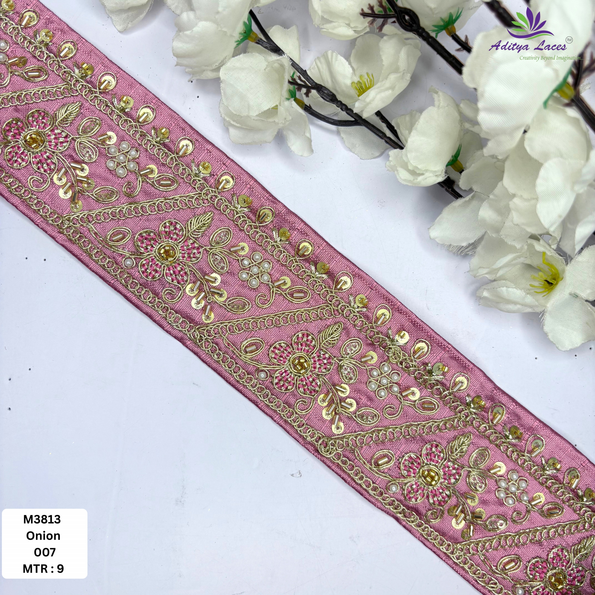 Fancy Handcrafted Beaded Border for Ethnic Dresses