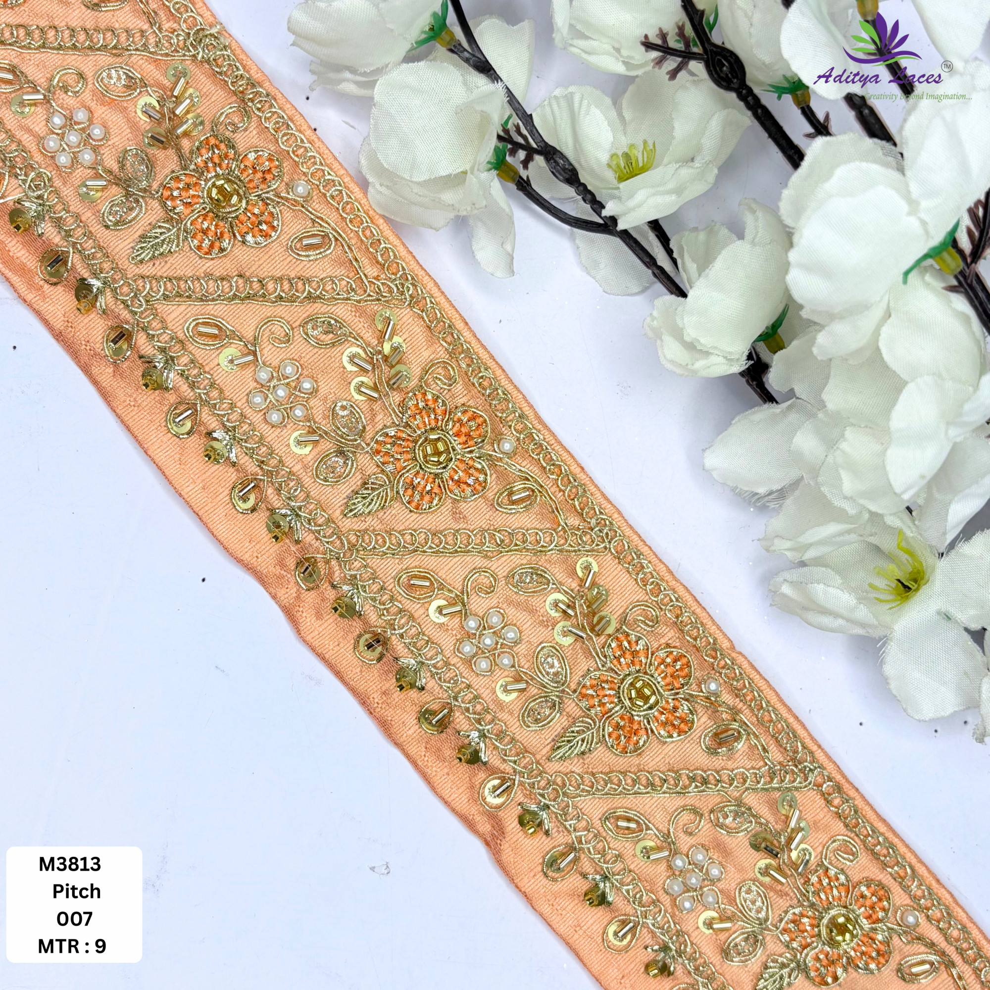Fancy Handcrafted Beaded Border for Ethnic Dresses
