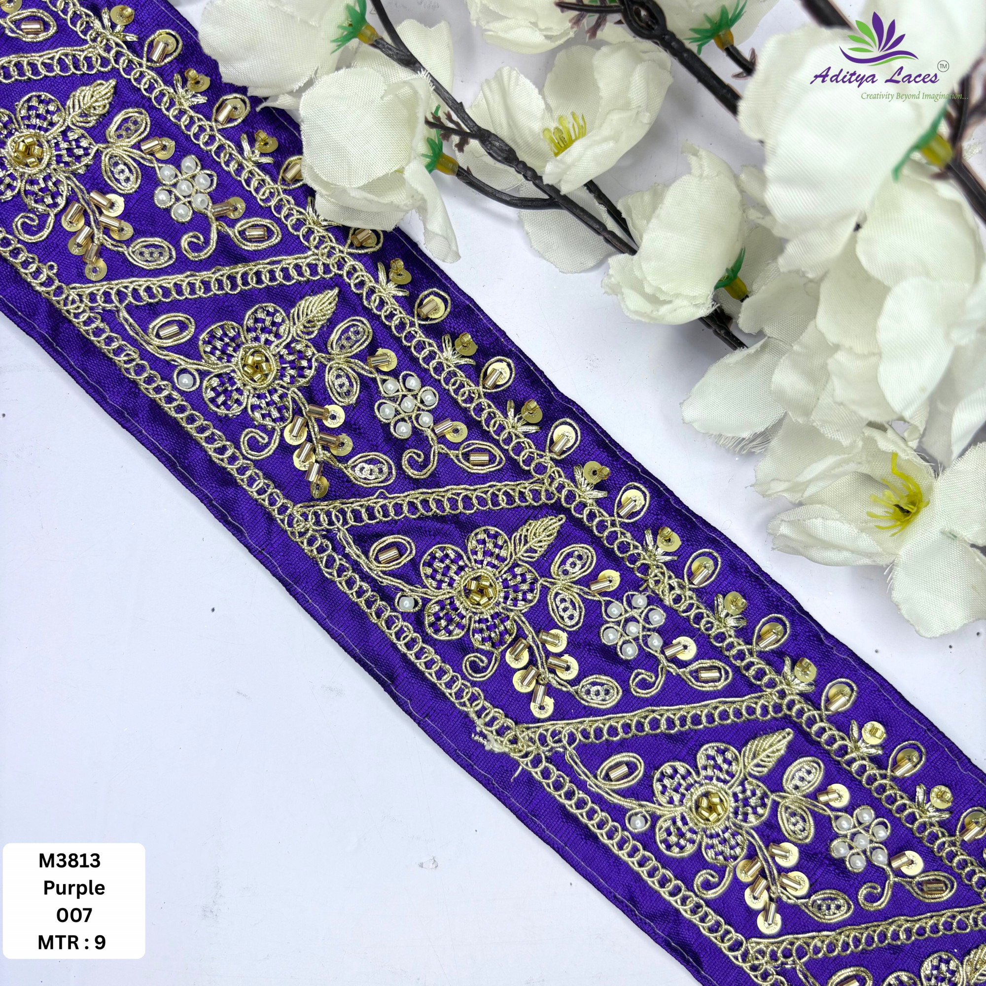 Fancy Handcrafted Beaded Border for Ethnic Dresses