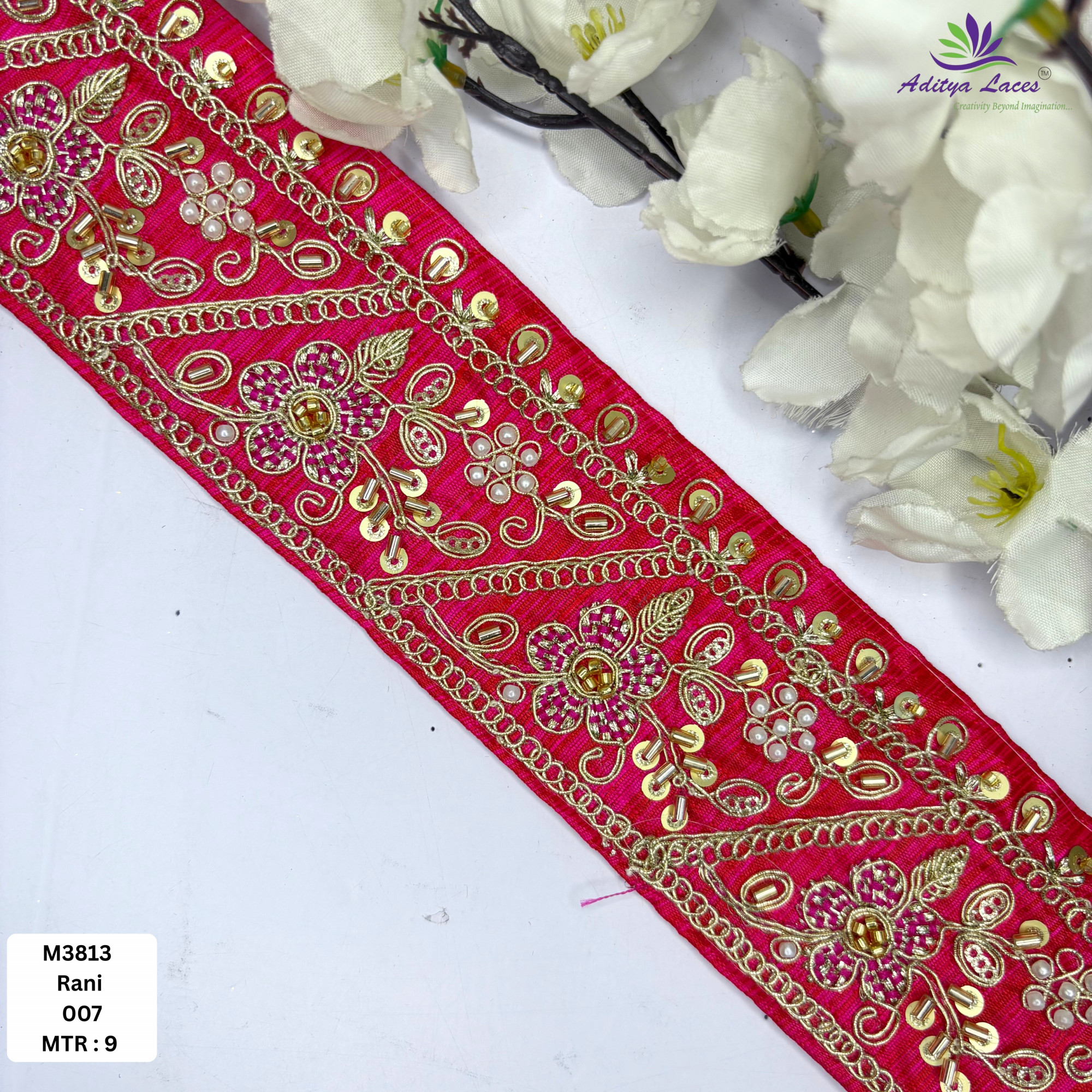 Fancy Handcrafted Beaded Border for Ethnic Dresses
