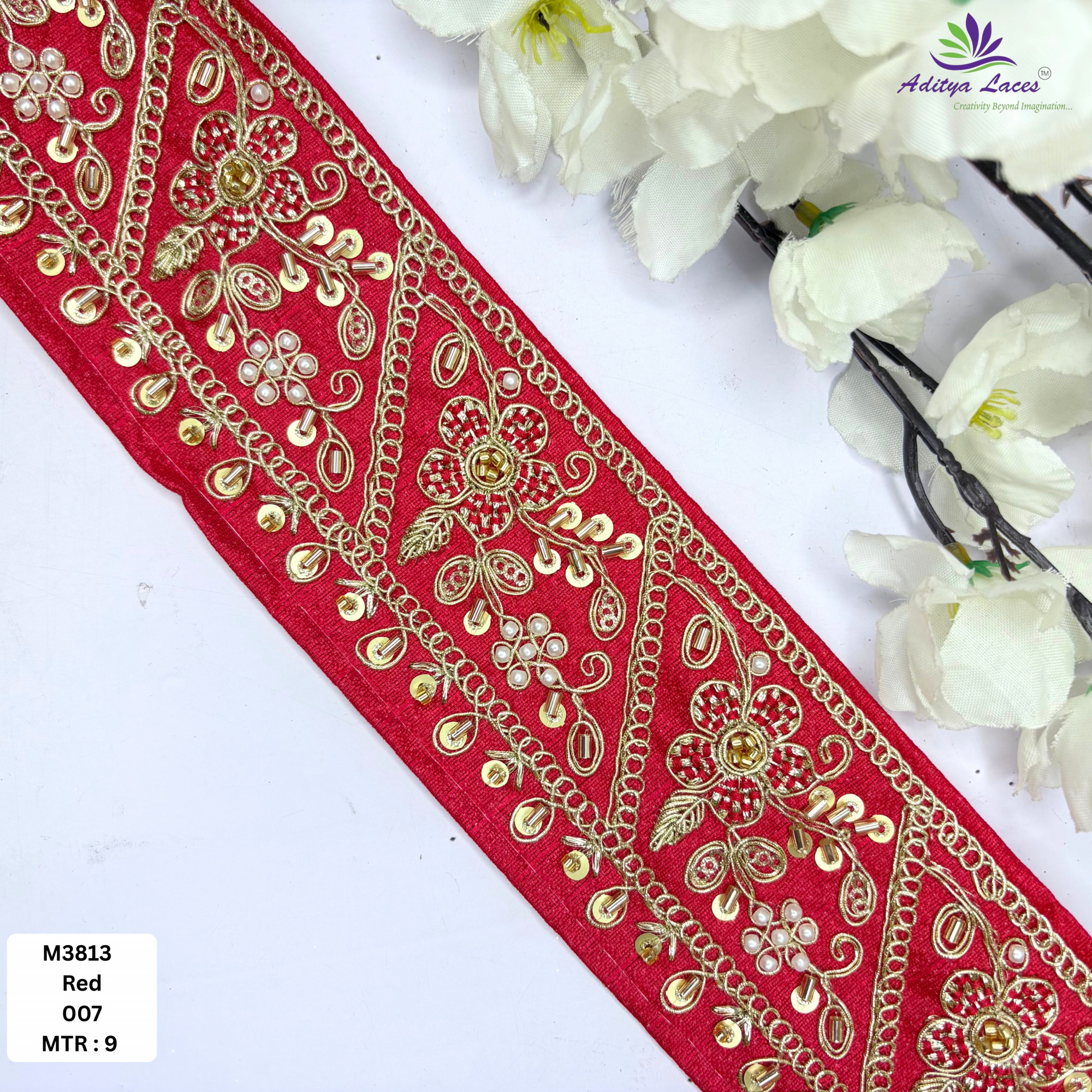 Fancy Handcrafted Beaded Border for Ethnic Dresses