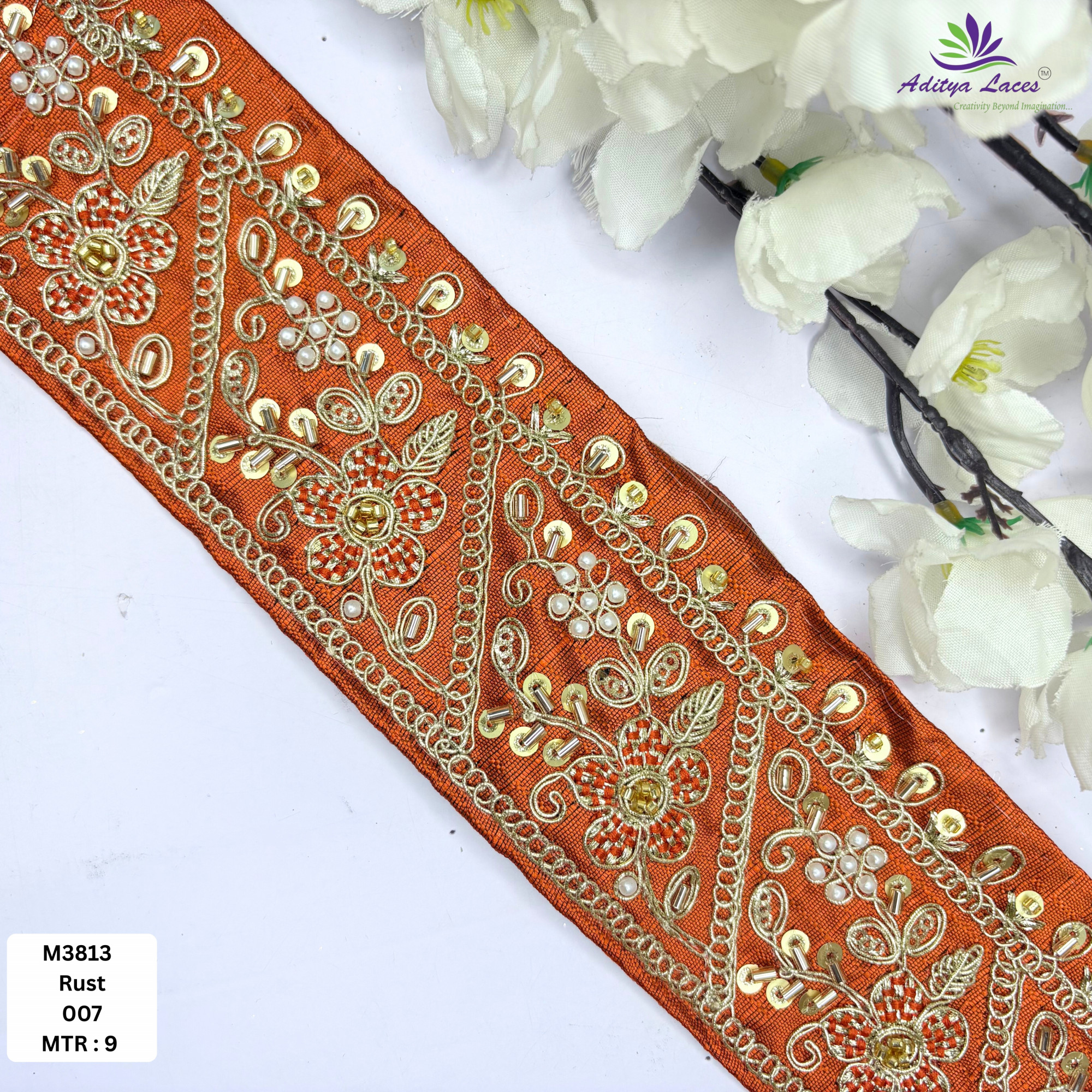 Fancy Handcrafted Beaded Border for Ethnic Dresses