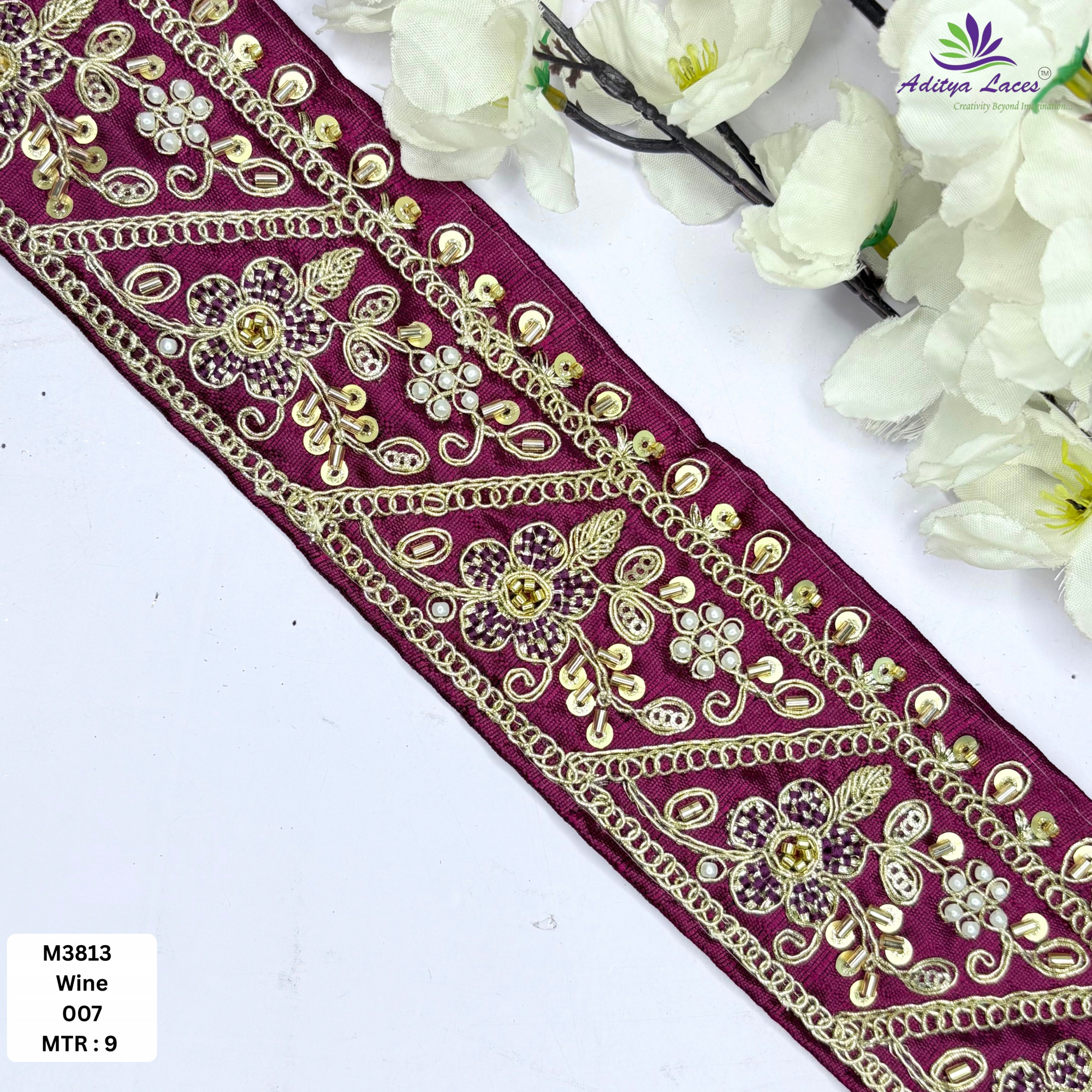 Fancy Handcrafted Beaded Border for Ethnic Dresses