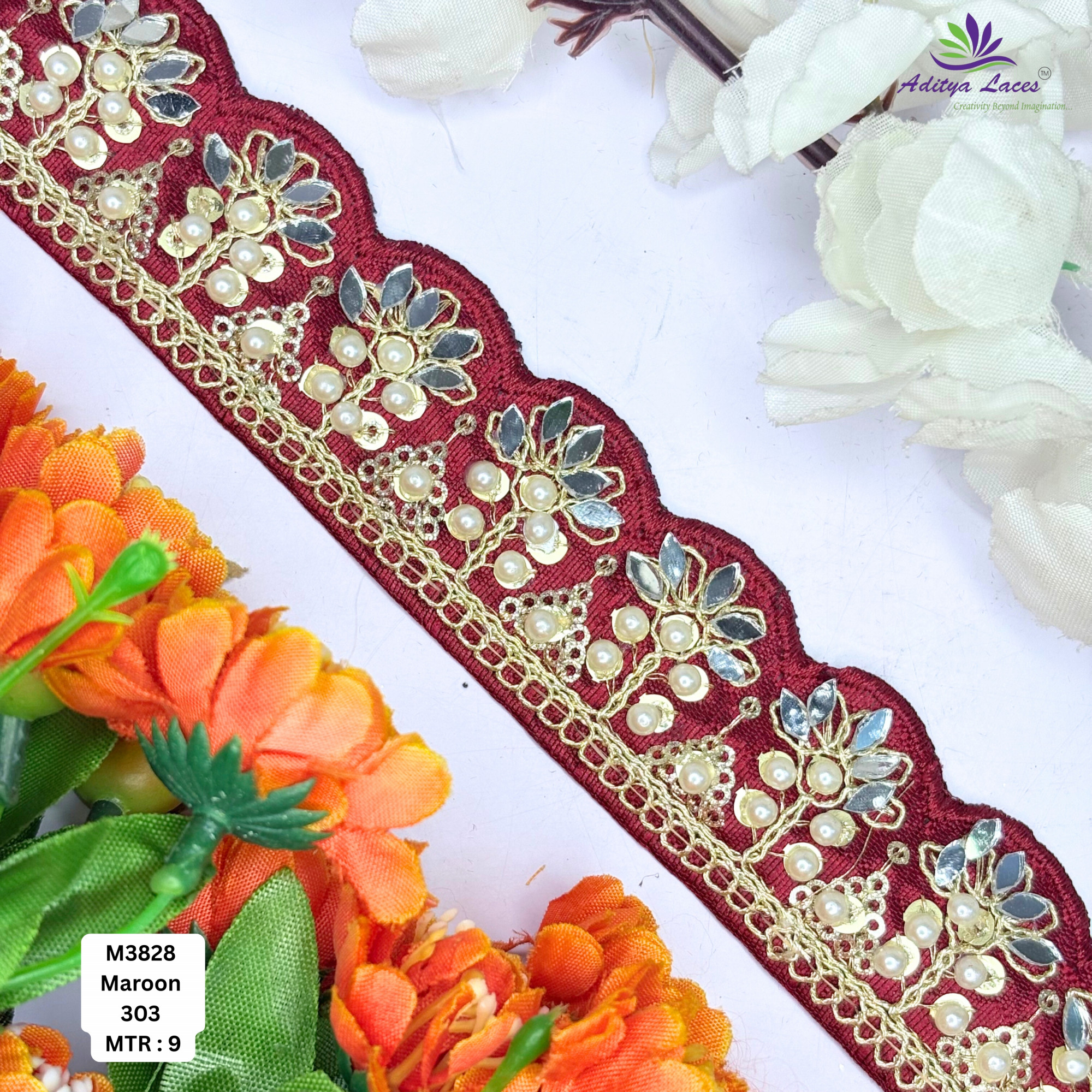 Yellow Malbari Embroidery Lace Trim Designer Saree Border Bridal Beads Lace for Ethnic Fashion