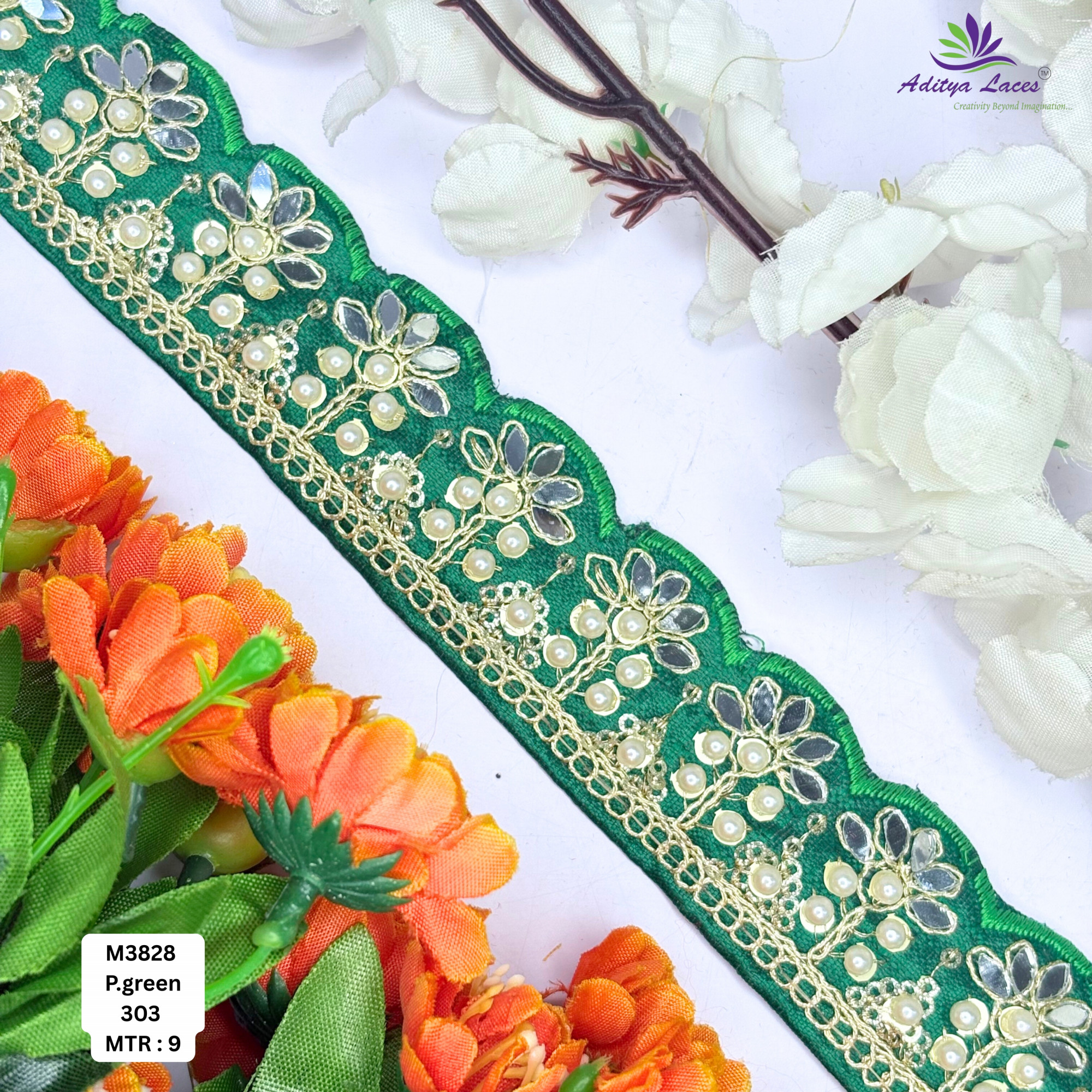 Yellow Malbari Embroidery Lace Trim Designer Saree Border Bridal Beads Lace for Ethnic Fashion