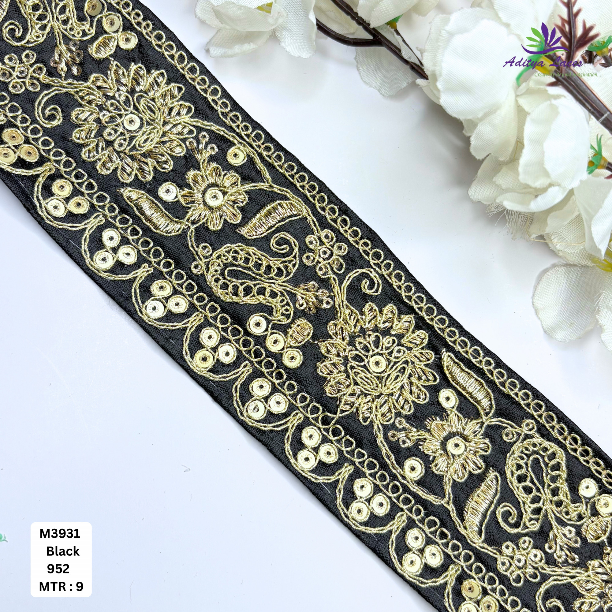 Malbari Multicolor Embroidery Lace Trim Designer Saree Border Bridal Beads Lace