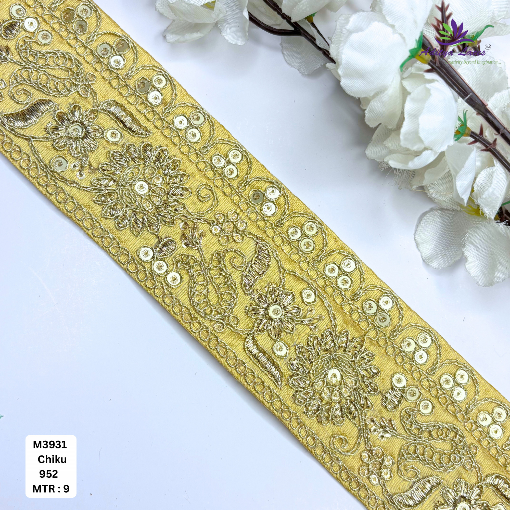Malbari Multicolor Embroidery Lace Trim Designer Saree Border Bridal Beads Lace