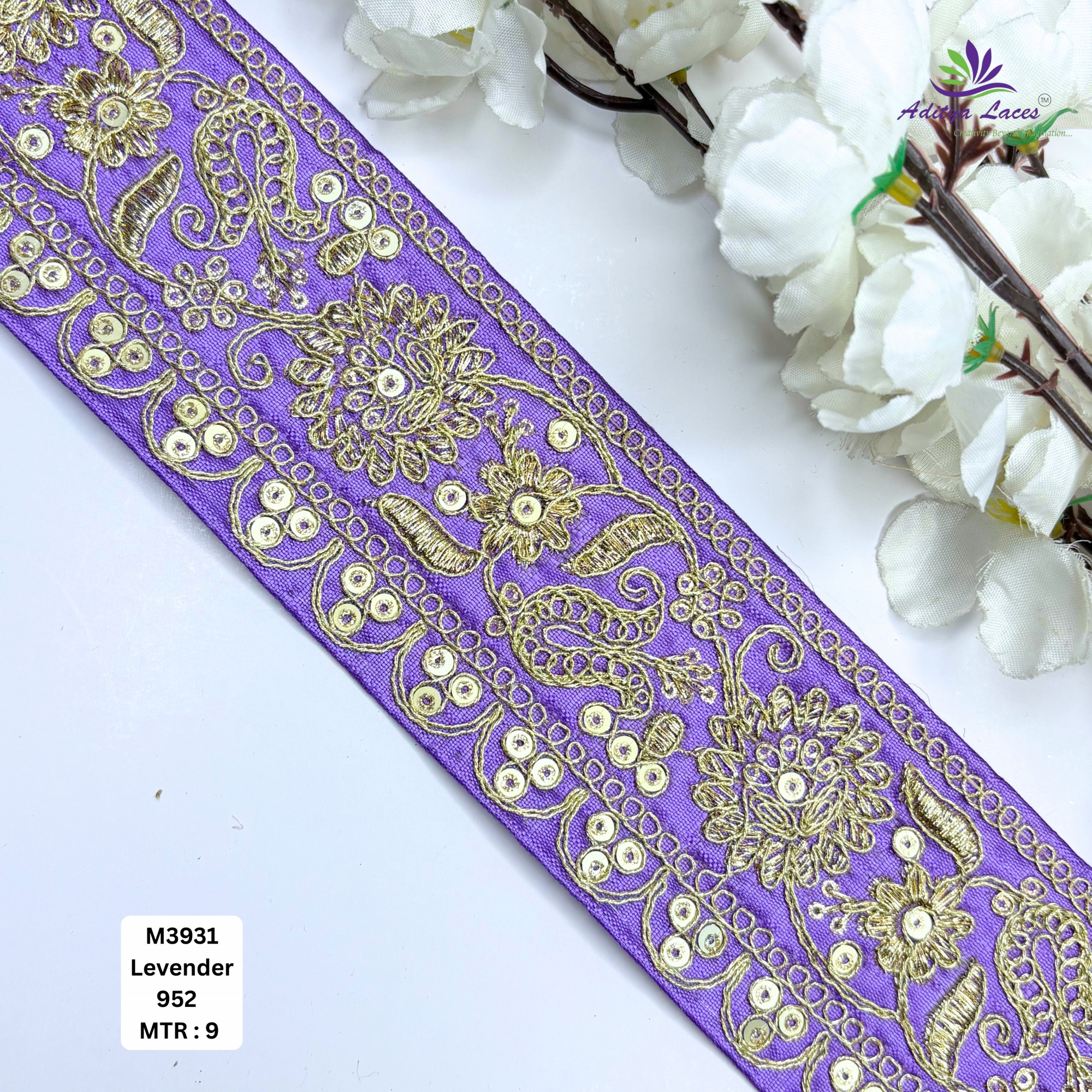 Malbari Multicolor Embroidery Lace Trim Designer Saree Border Bridal Beads Lace