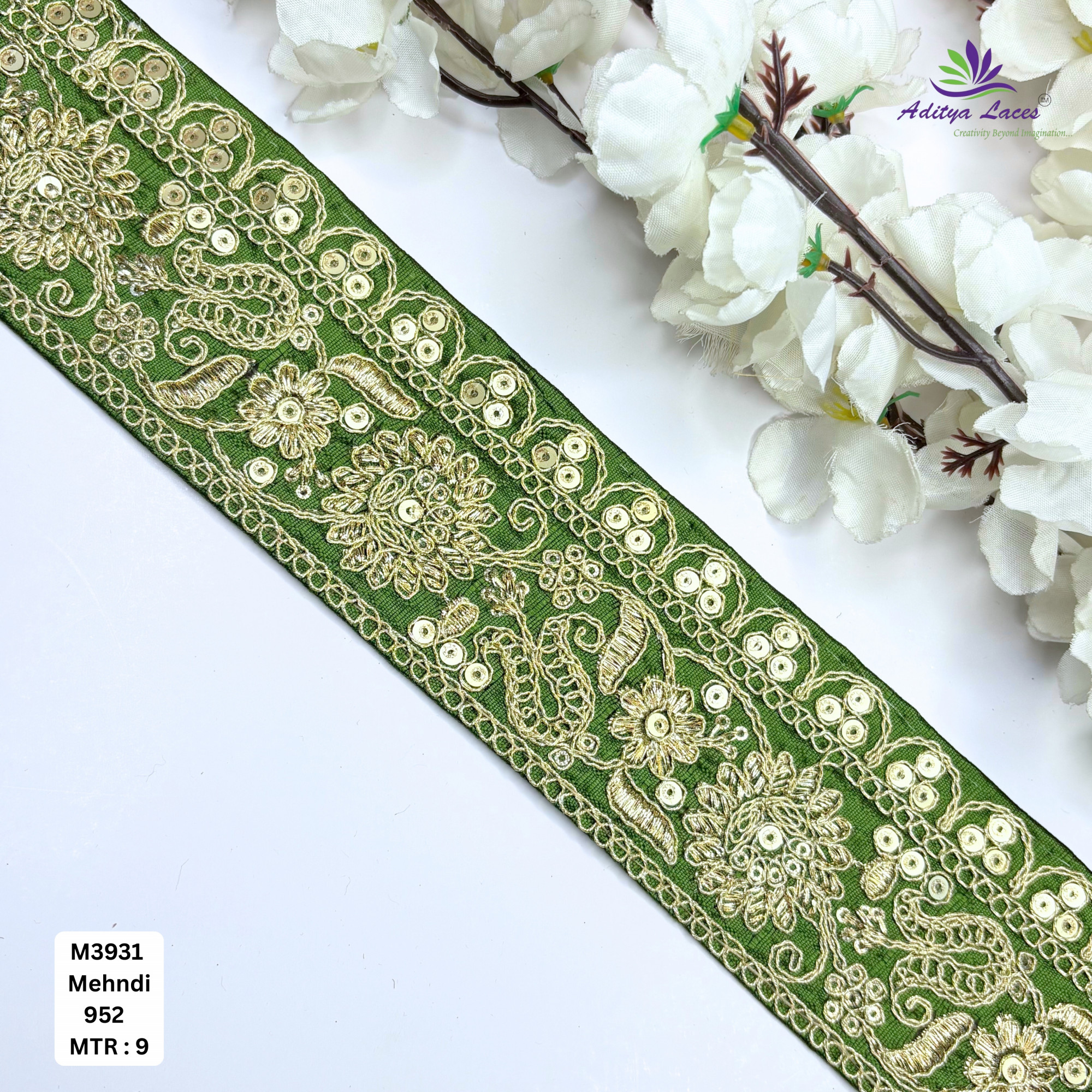 Malbari Multicolor Embroidery Lace Trim Designer Saree Border Bridal Beads Lace