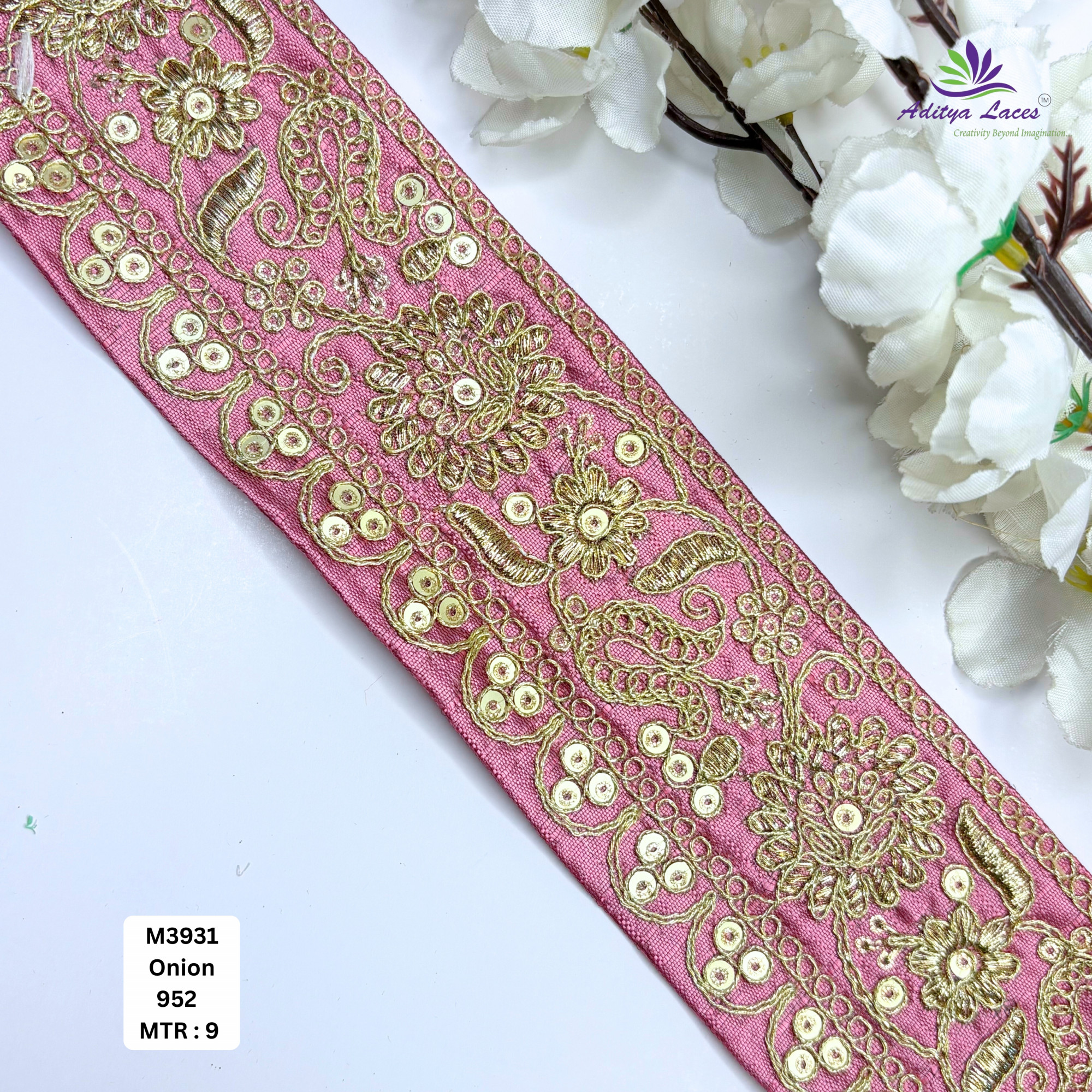Malbari Multicolor Embroidery Lace Trim Designer Saree Border Bridal Beads Lace
