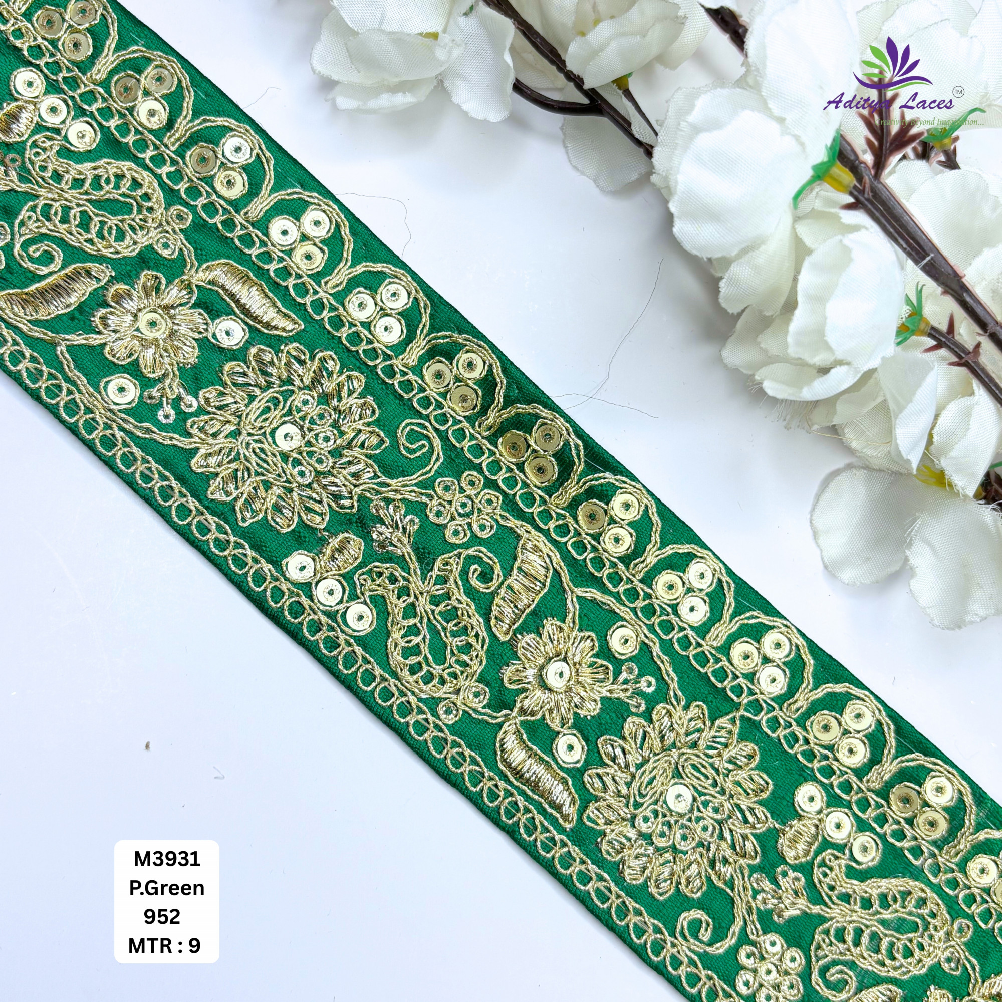 Malbari Multicolor Embroidery Lace Trim Designer Saree Border Bridal Beads Lace
