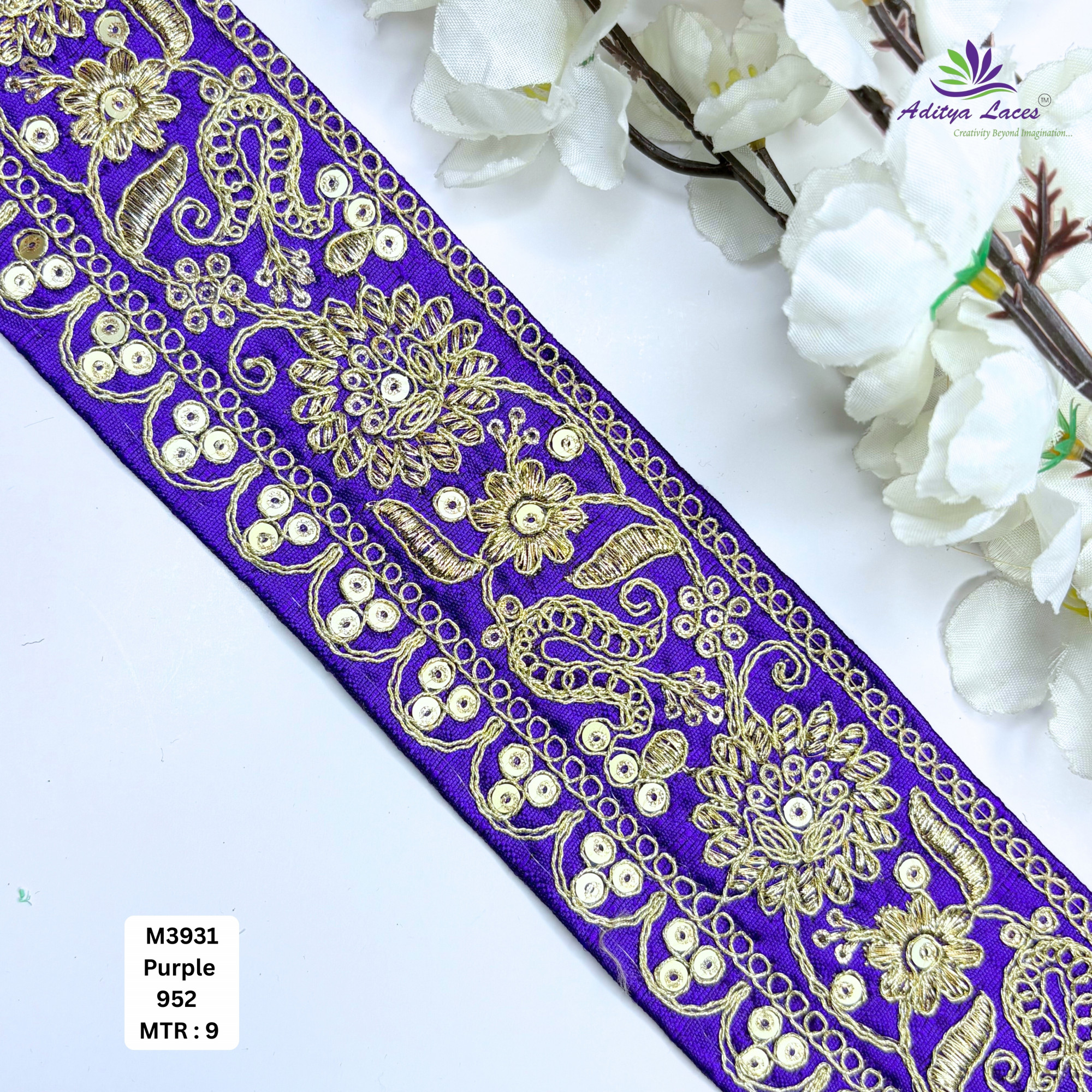 Malbari Multicolor Embroidery Lace Trim Designer Saree Border Bridal Beads Lace